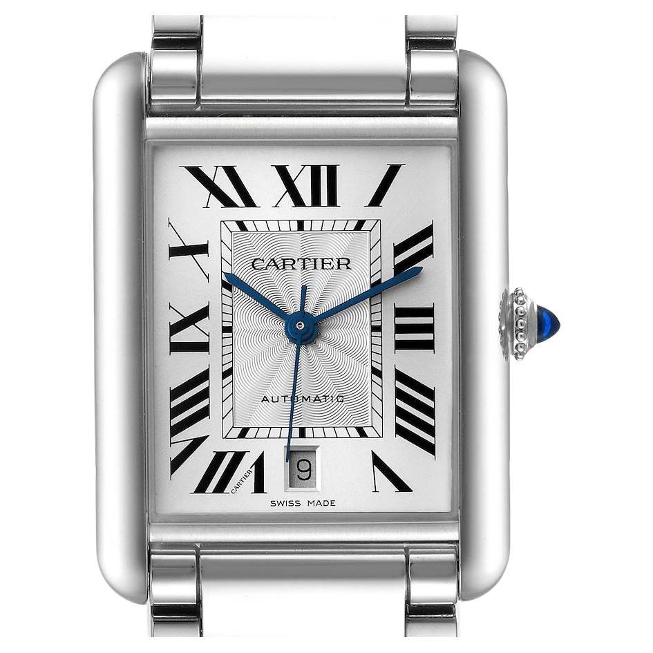 Cartier Tank Must XL Silver Dial Automatic Steel Mens Watch WSTA0053