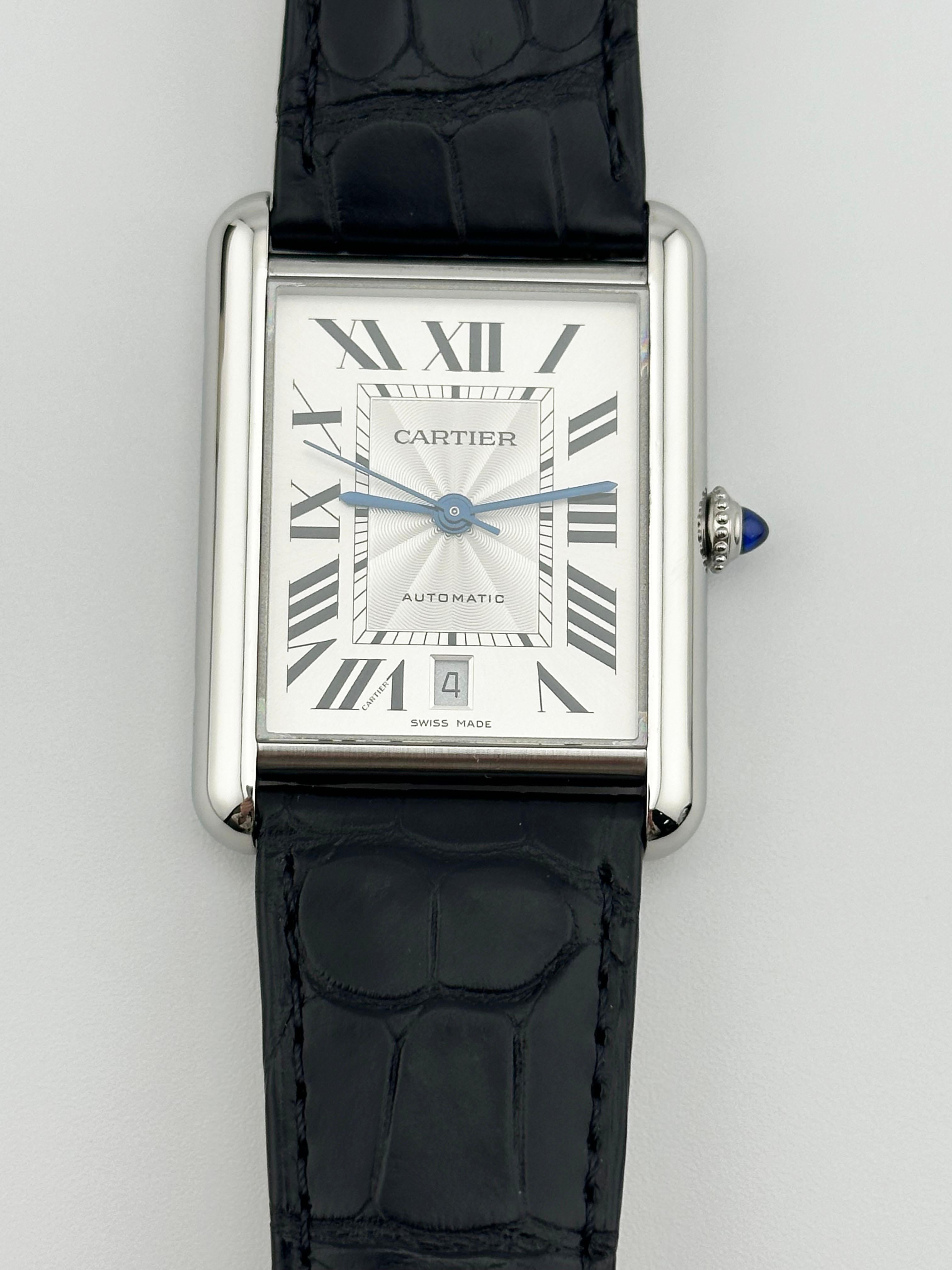 Número de estilo: 4324 / WSTA0040

 

Model No: Cartier Tank Must XL

 

Material de la caja: Acero inoxidable 

 

Correa: Cuero

 

Bisel: Acero inoxidable 

 

Esfera: Esfera Silver 

 

Cara: Cristal de zafiro 

 

Tamaño de la caja: 41 mm x 31