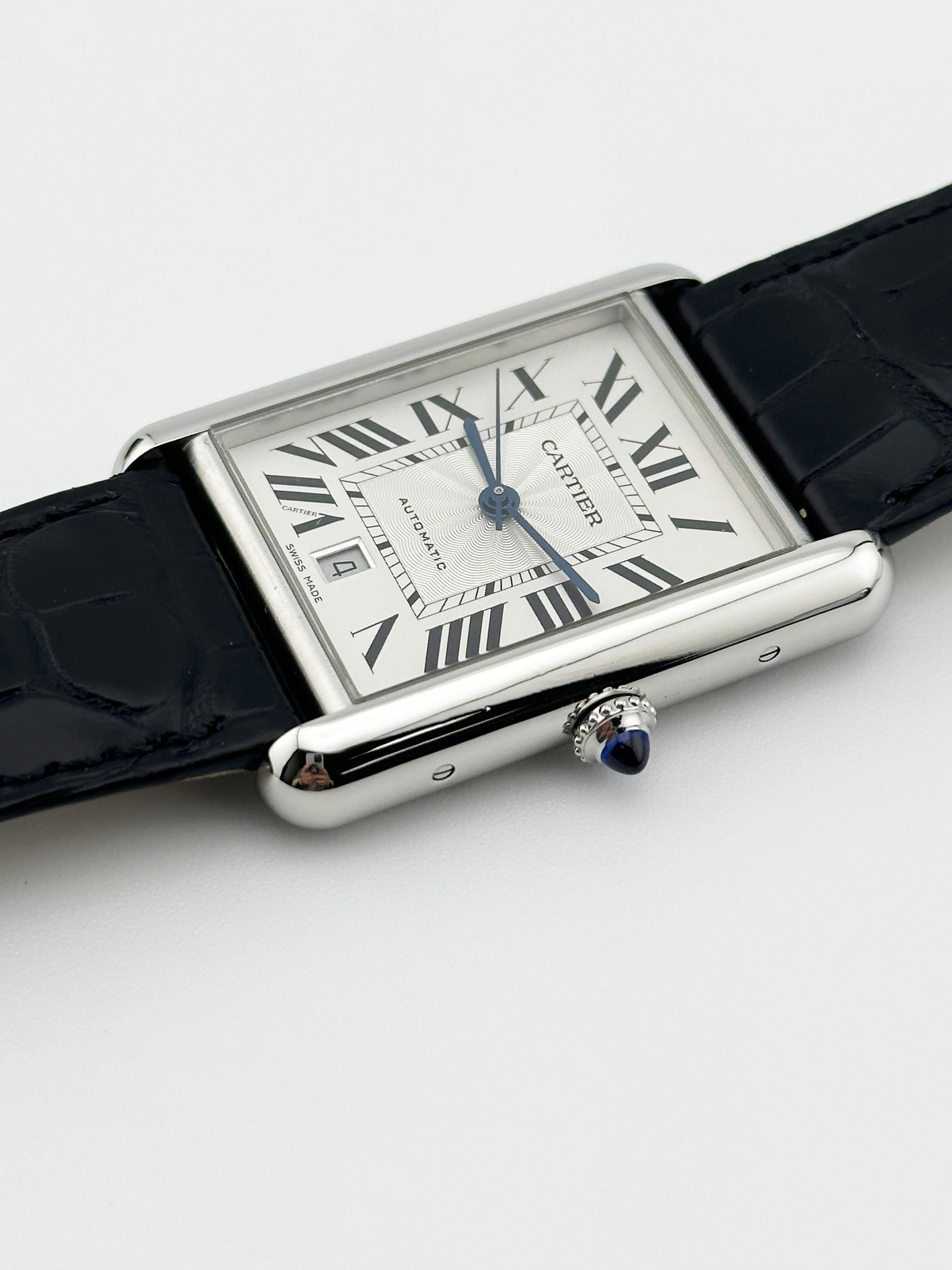 Cartier Tank Must XL WSTA0040 4324 Correa de piel de acero inoxidable en Excelente Estado en San Diego, CA