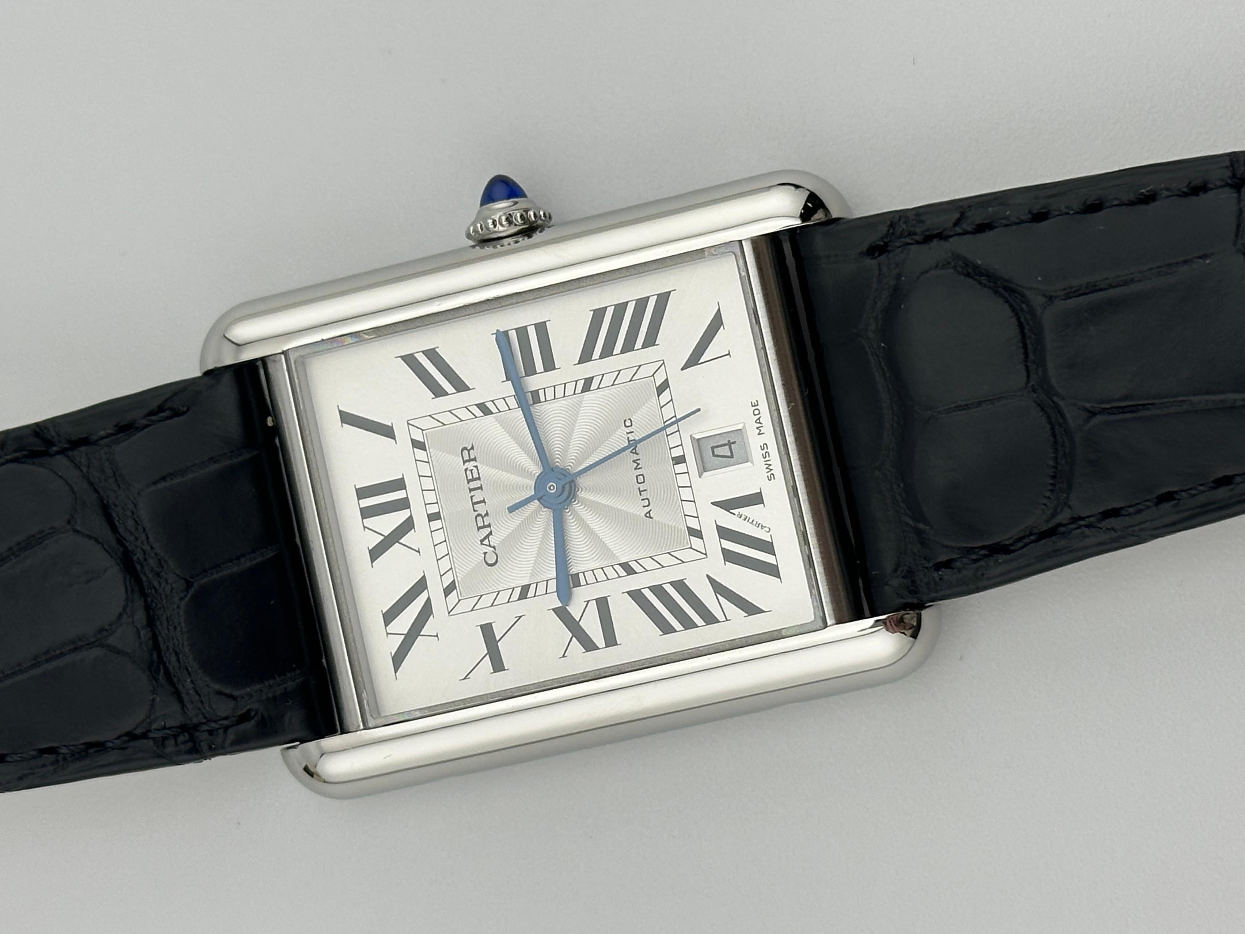 Cartier Tank Must XL WSTA0040 4324 Correa de piel de acero inoxidable 3