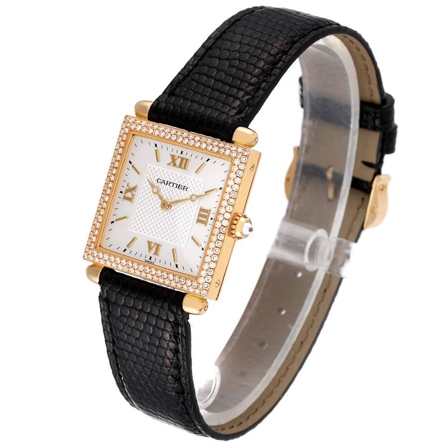 Women's Cartier Tank Obus 18k Yellow Gold Diamond Silver Dial Ladies Watch WB800351