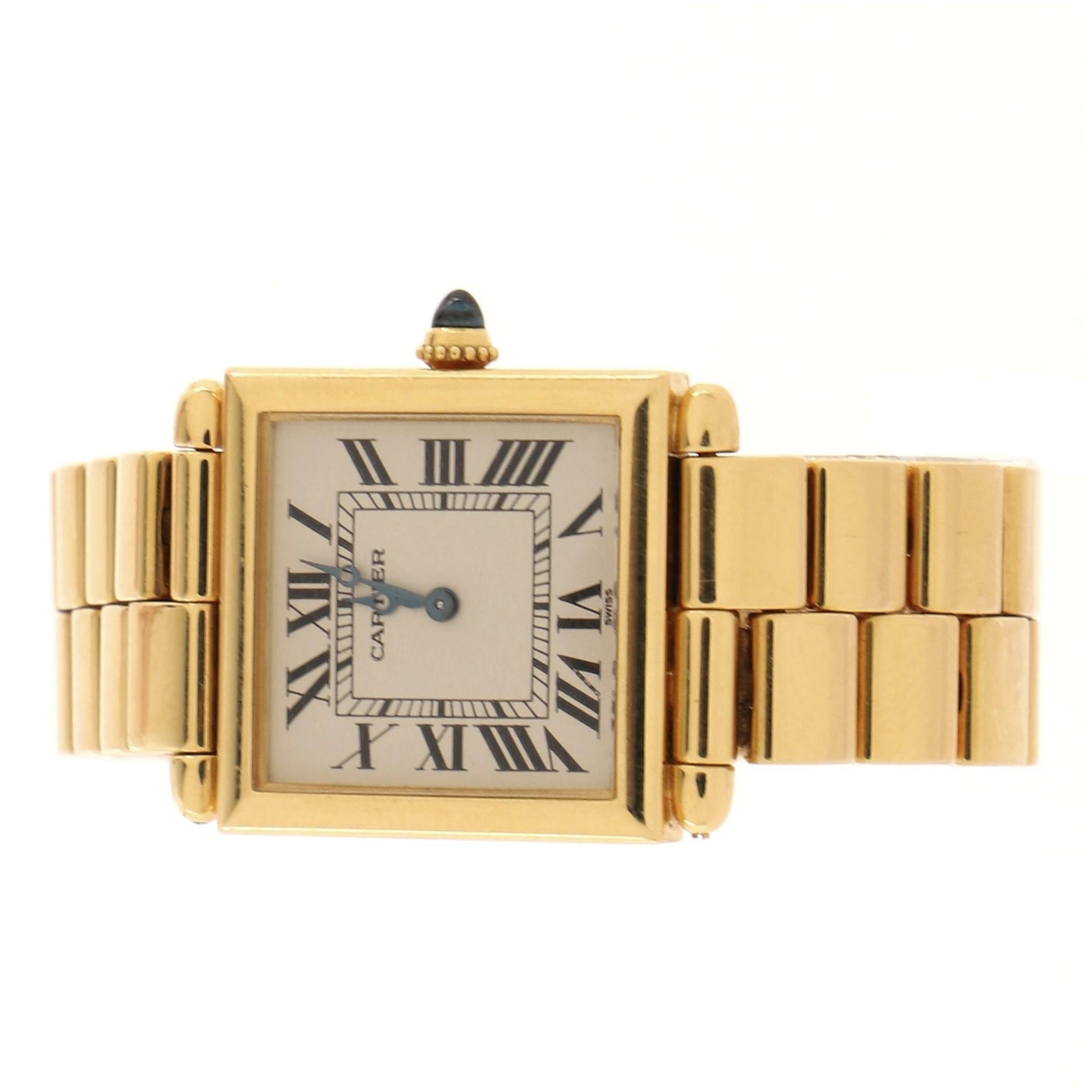 Cartier Tank Obus Quartz Watch Yellow Gold 25 In Good Condition In New York, NY