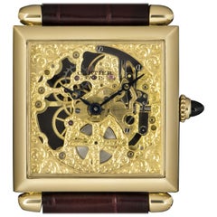 Cartier Tank Obus Skeleton Dial Limited Edition 2380C Manual Wind Wristwatch