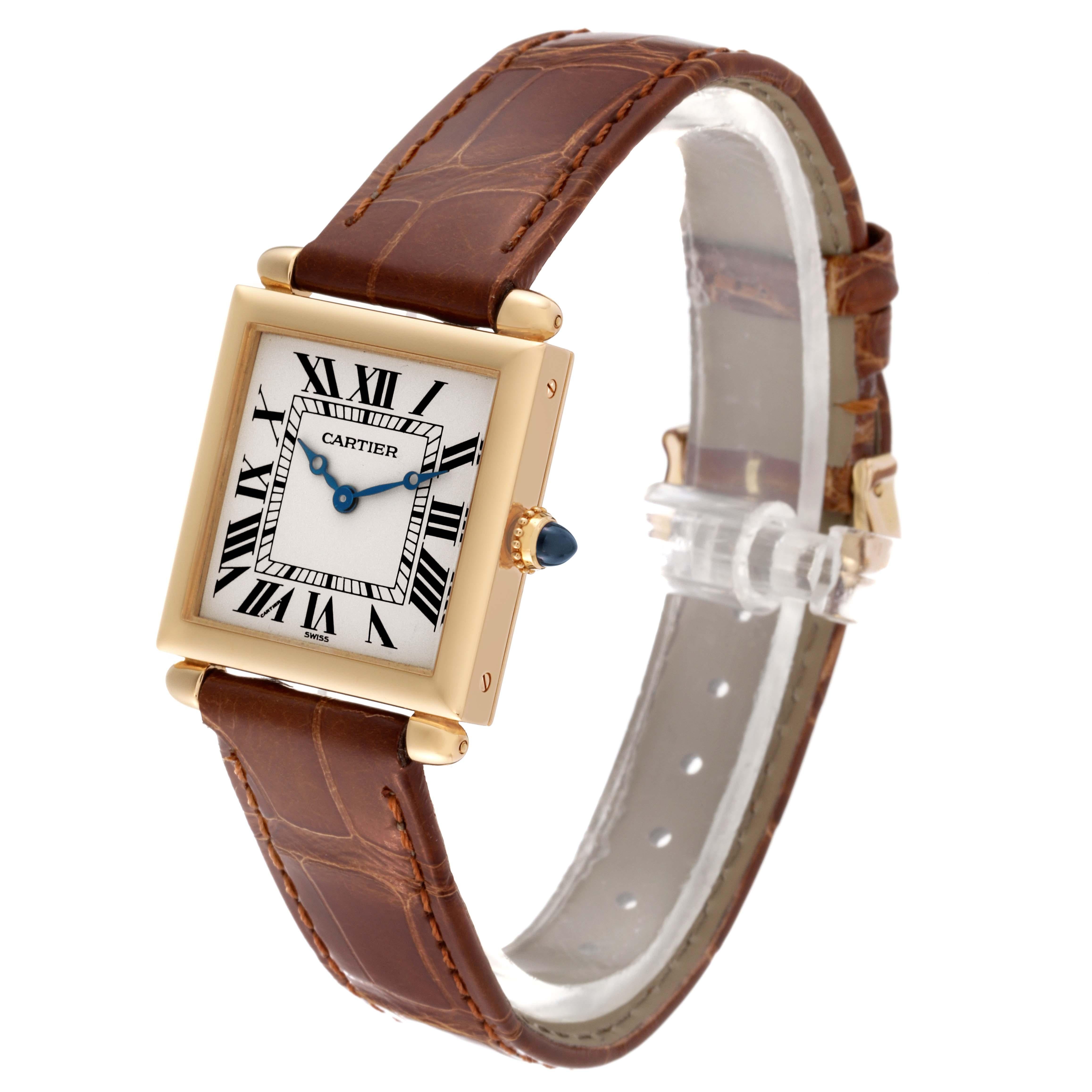 Cartier Tank Obus Yellow Gold Brown Strap Ladies Watch W1512256 3