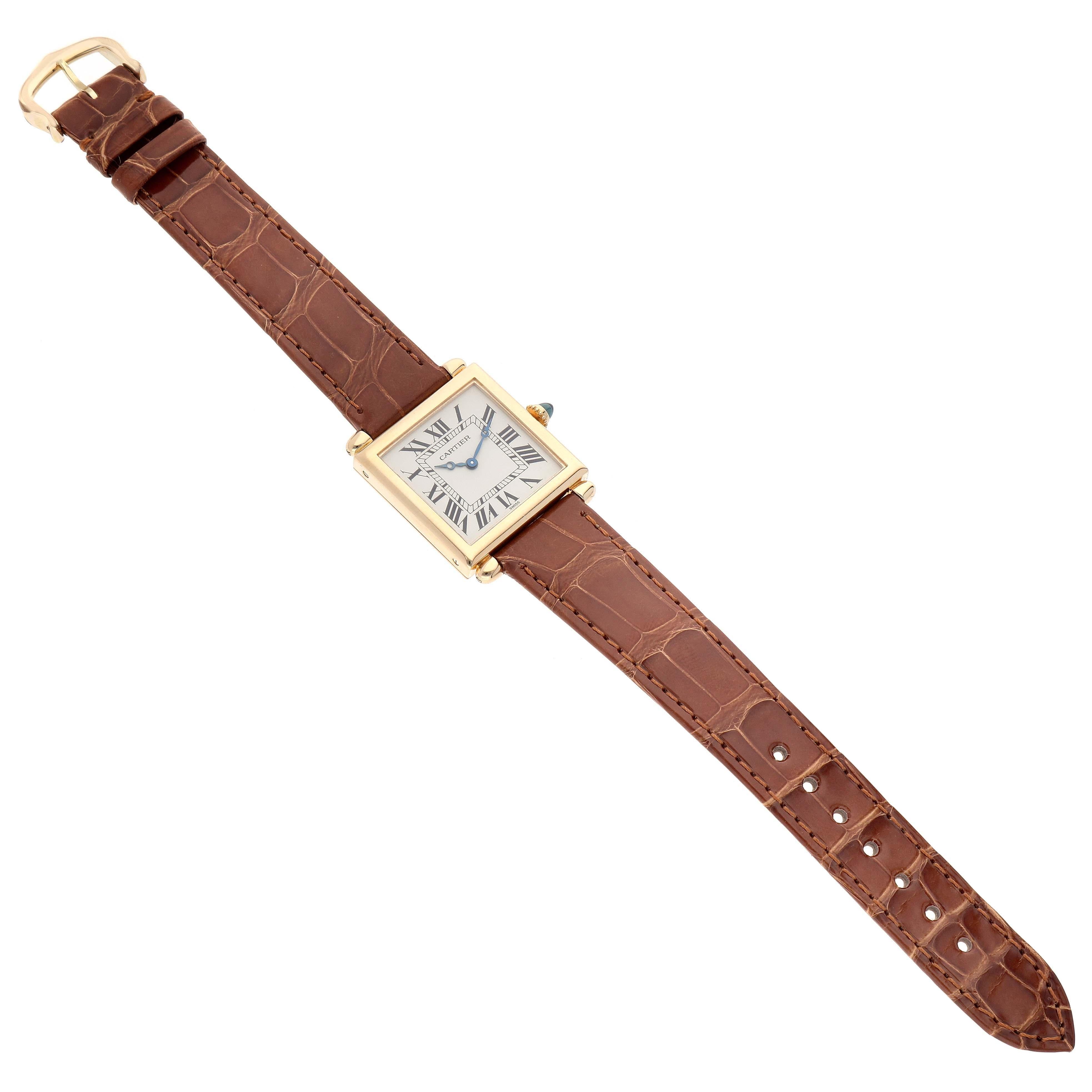 Cartier Tank Obus Yellow Gold Brown Strap Ladies Watch W1512256 1