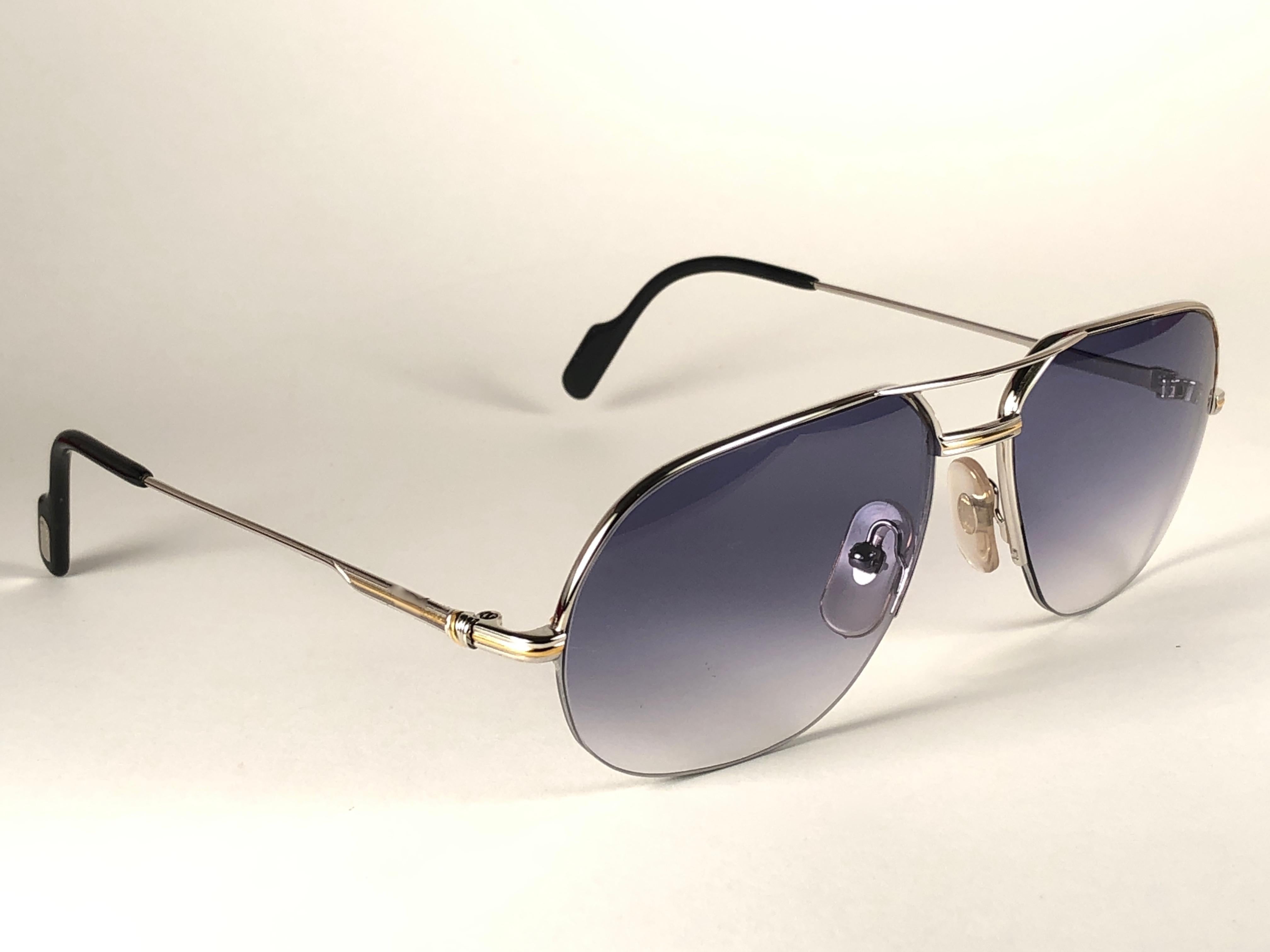 Vintage Cartier Tank Orsay Half Frame 56mm Platine Gold Sunglasses France Unisexe en vente
