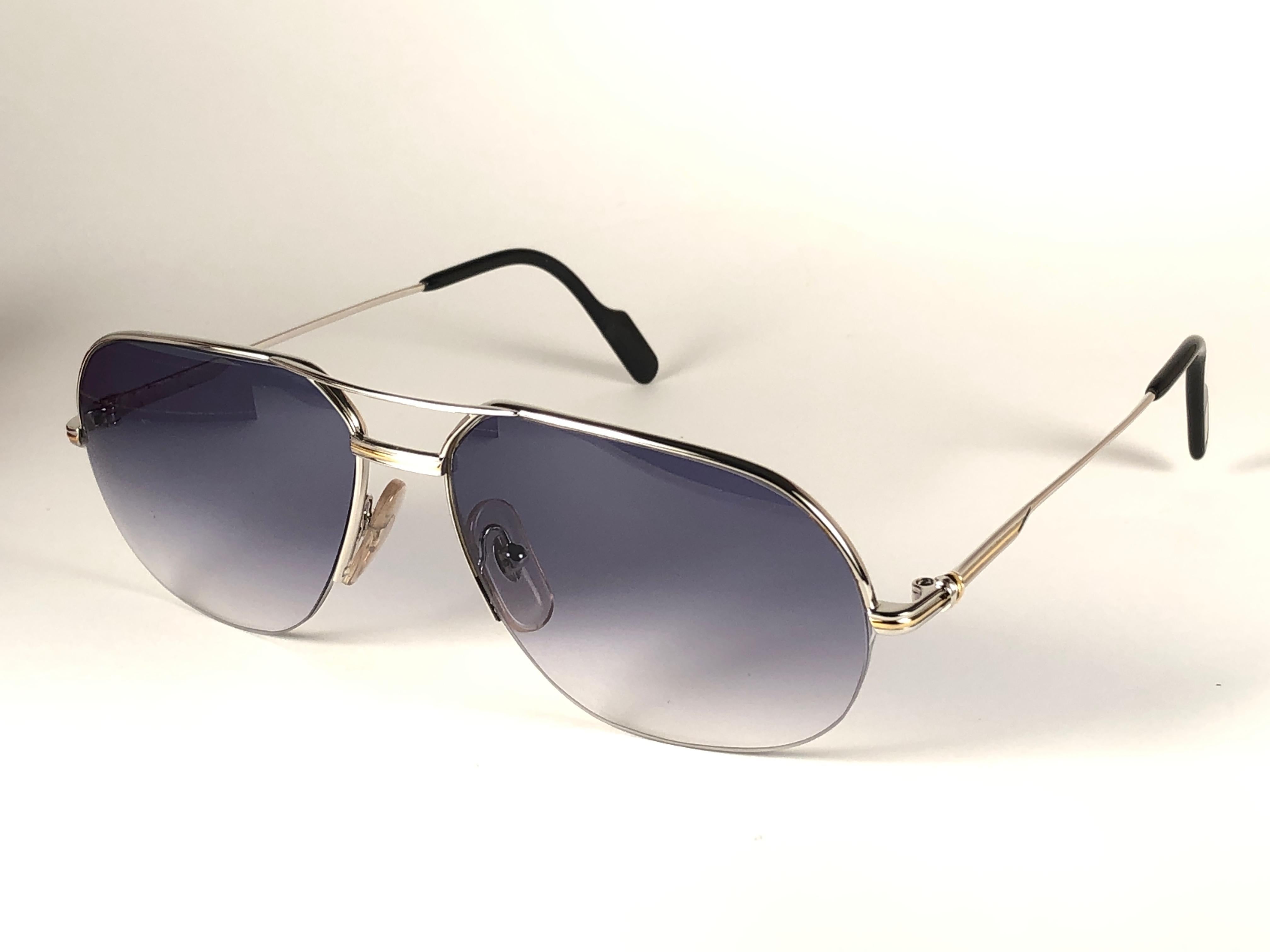 Vintage Cartier Tank Orsay Half Frame 56mm Platine Gold Sunglasses France en vente 1