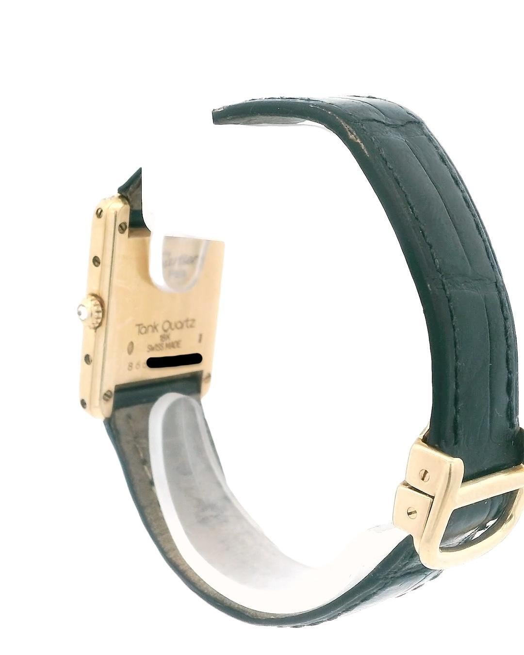 Cartier Tank Paris Diamond 18K Yellow Gold Ladies Watch In Excellent Condition For Sale In Great Neck Plaza, NY