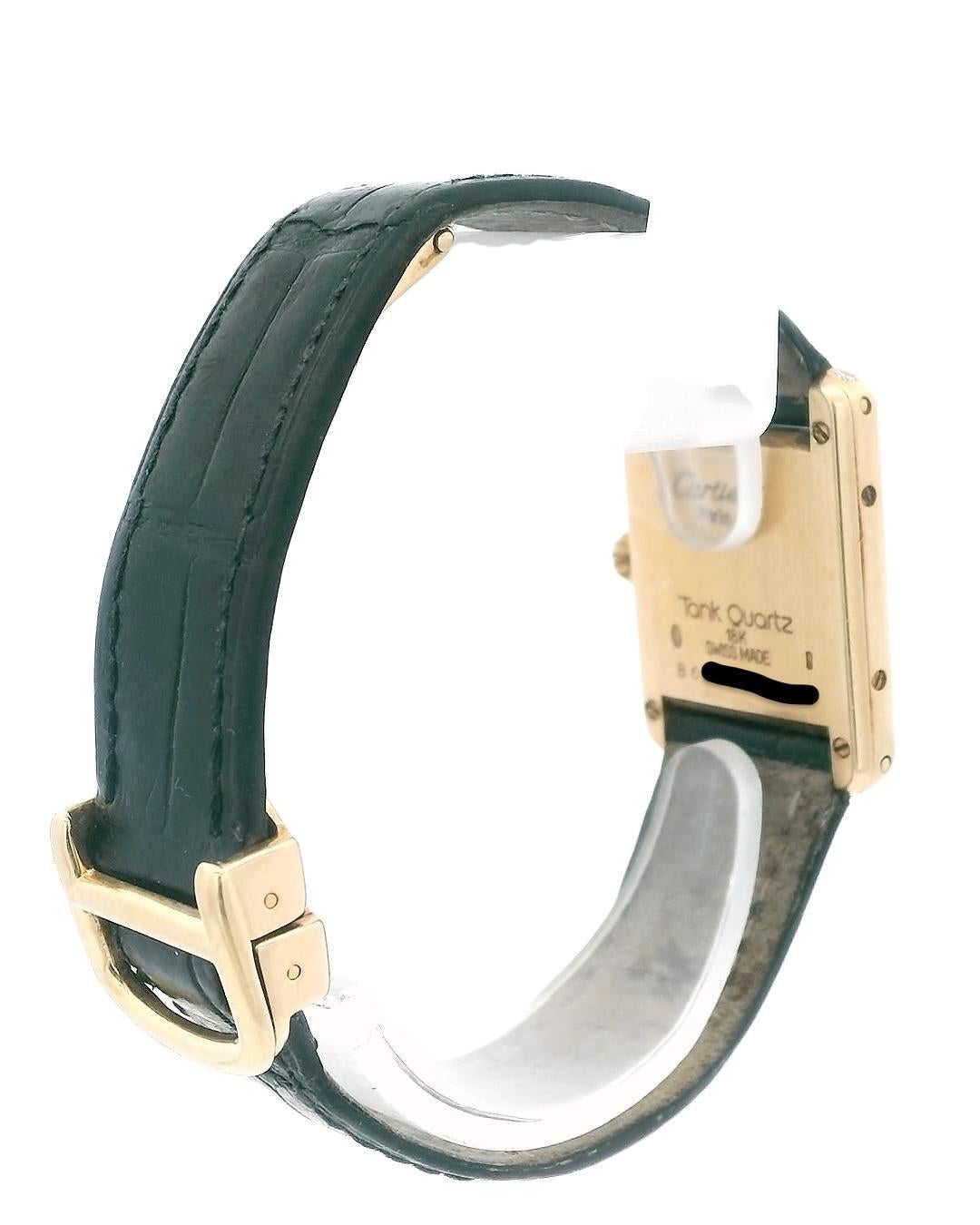 Women's Cartier Tank Paris Diamond 18K Yellow Gold Ladies Watch For Sale