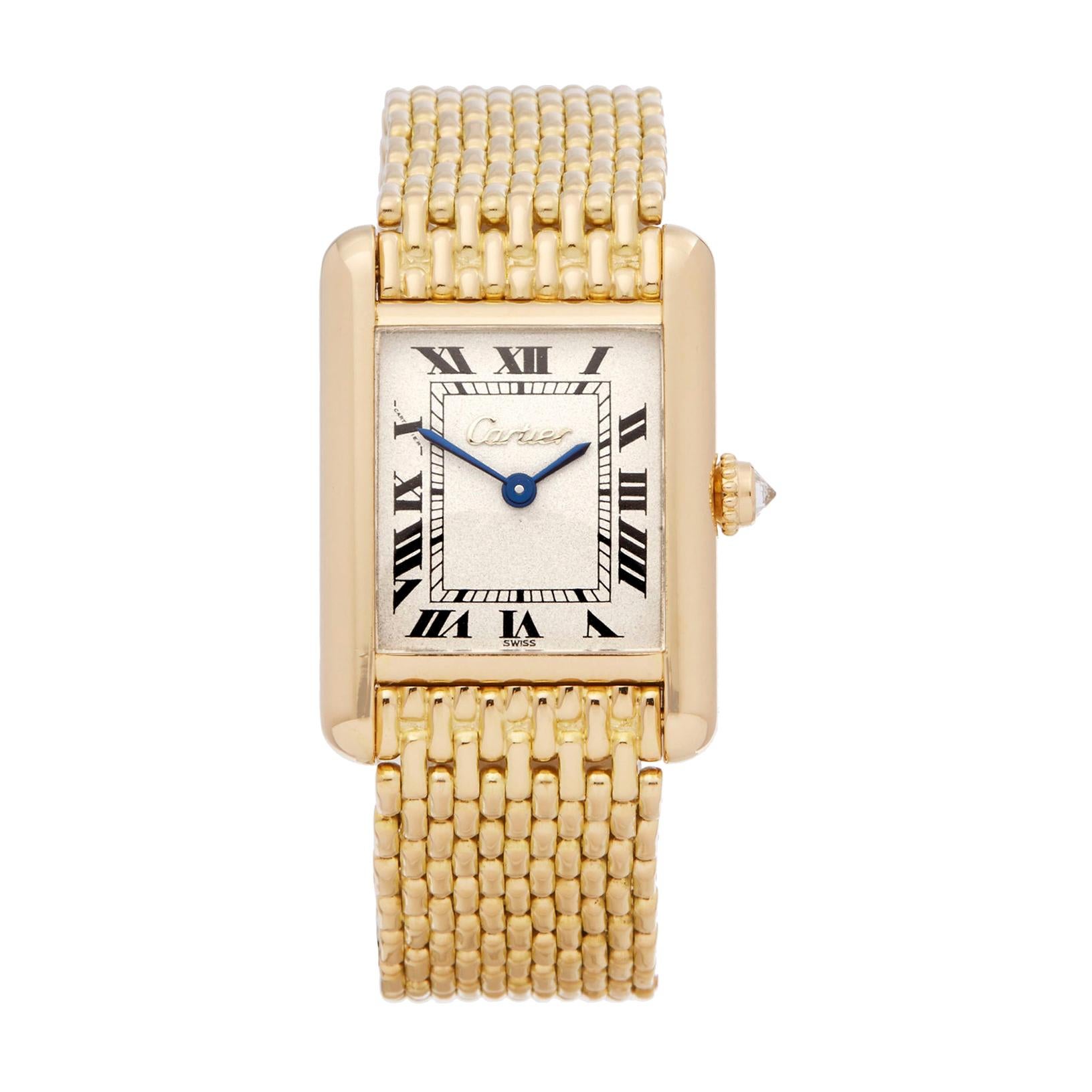 Cartier Tank Paris Diamond 18 Karat Yellow Gold Wristwatch