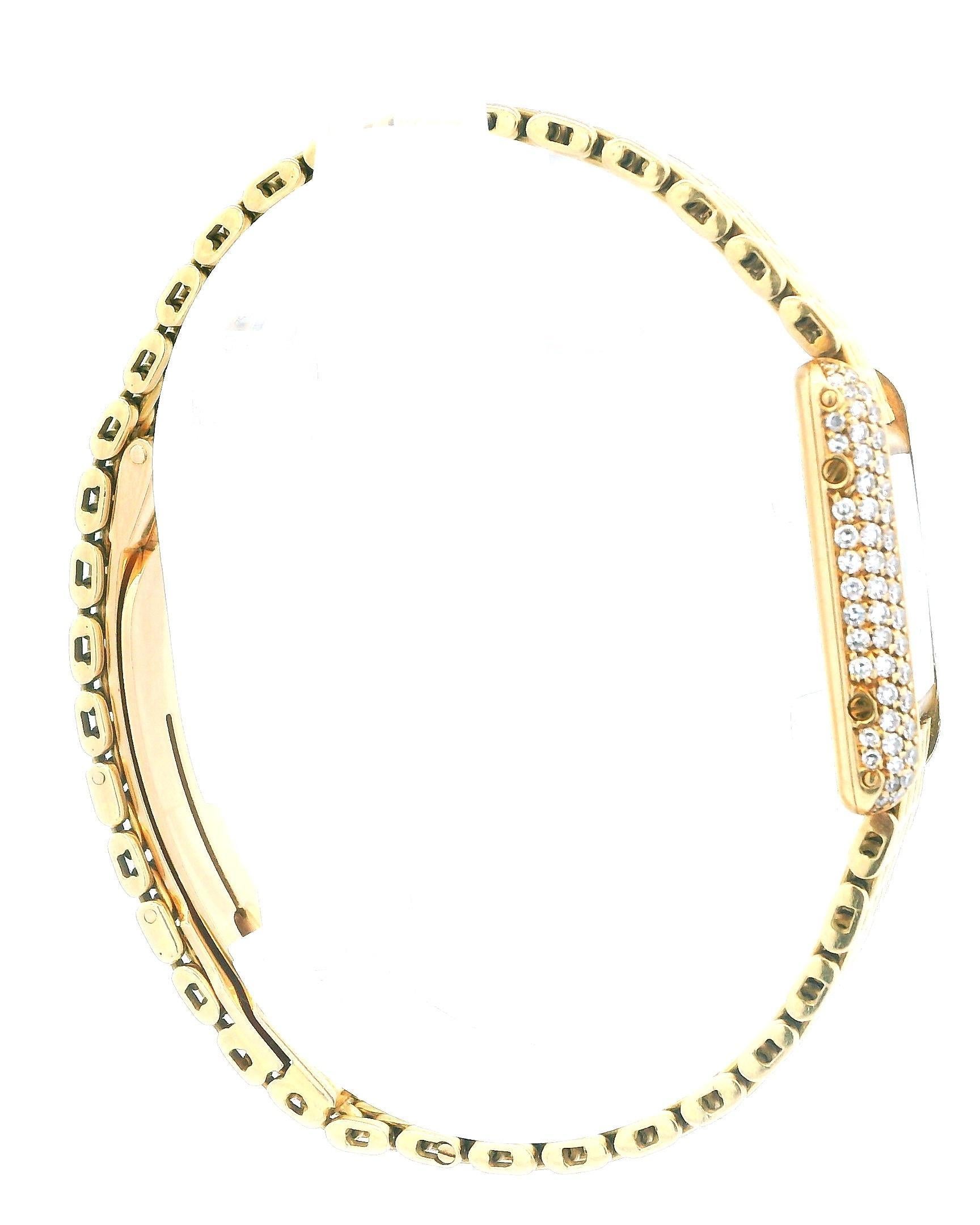 Women's or Men's Cartier Tank Paris Mini 0630 18K Yellow Gold Factory Diamond Bezel Quartz Ladies
