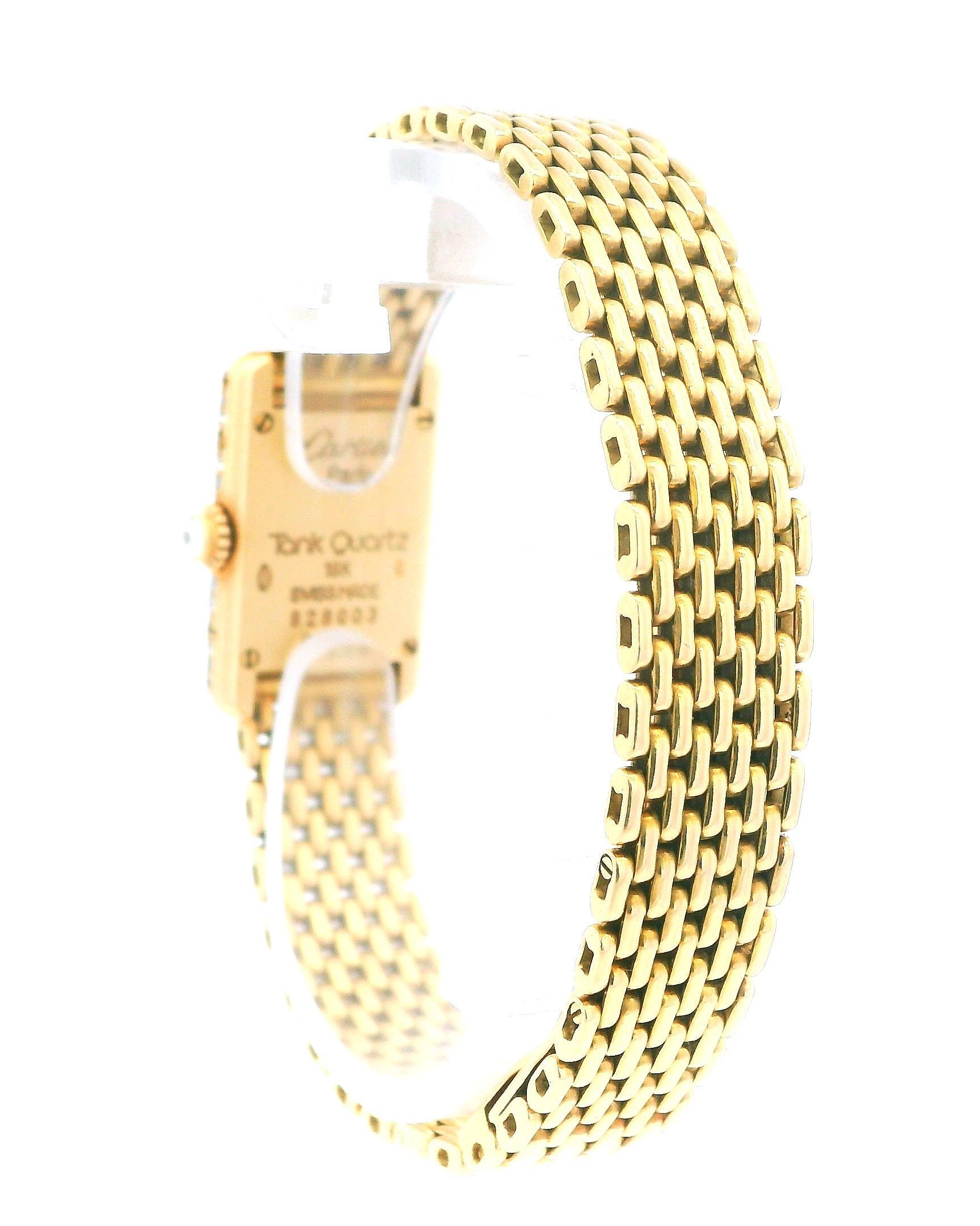 Cartier Tank Paris Mini 0630 18K Yellow Gold Factory Diamond Bezel Quartz Ladies 1