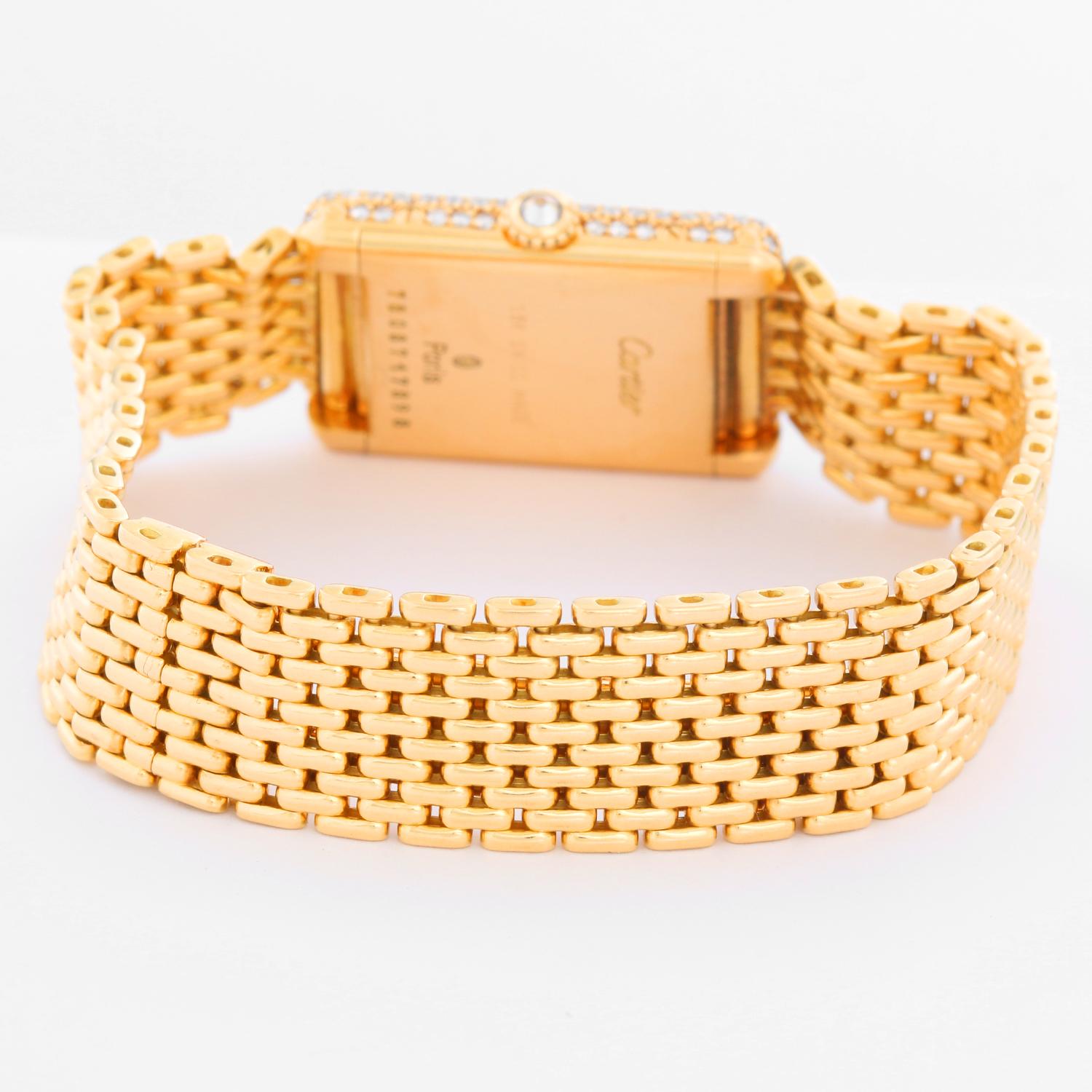 Cartier Tank Pave Diamond Ladies Watch In Excellent Condition In Dallas, TX