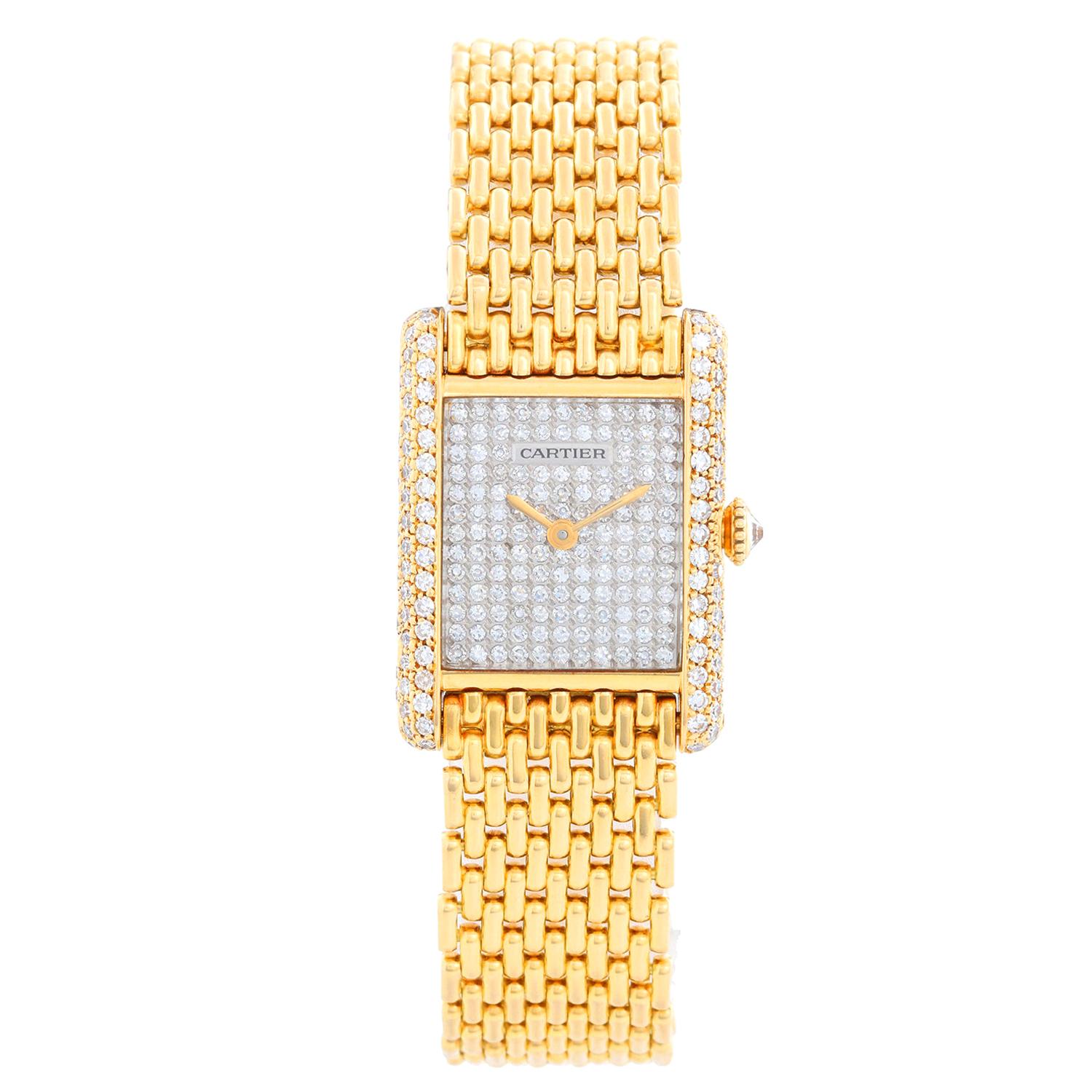 Cartier Tank Pave Diamond Ladies Watch