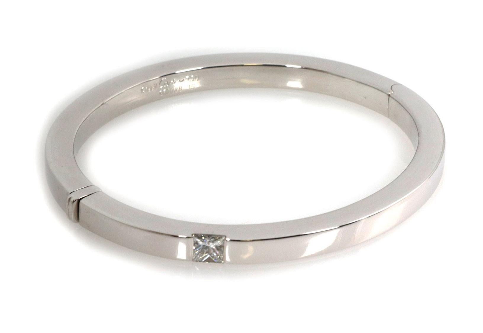 Moderne Cartier Tank Princess Cut Diamond Bracelet jonc en or blanc 18 carats en vente