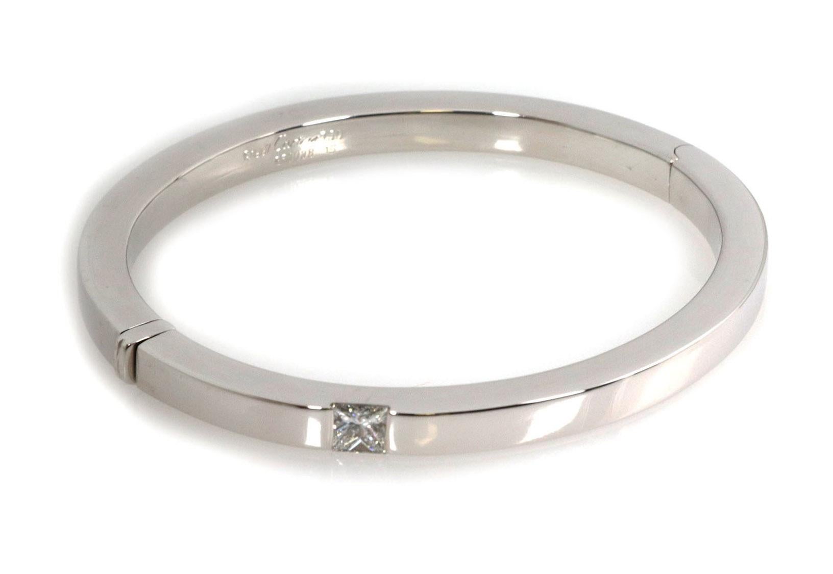 Modern Cartier Tank Princess Cut Diamond 18k White Gold Bangle For Sale