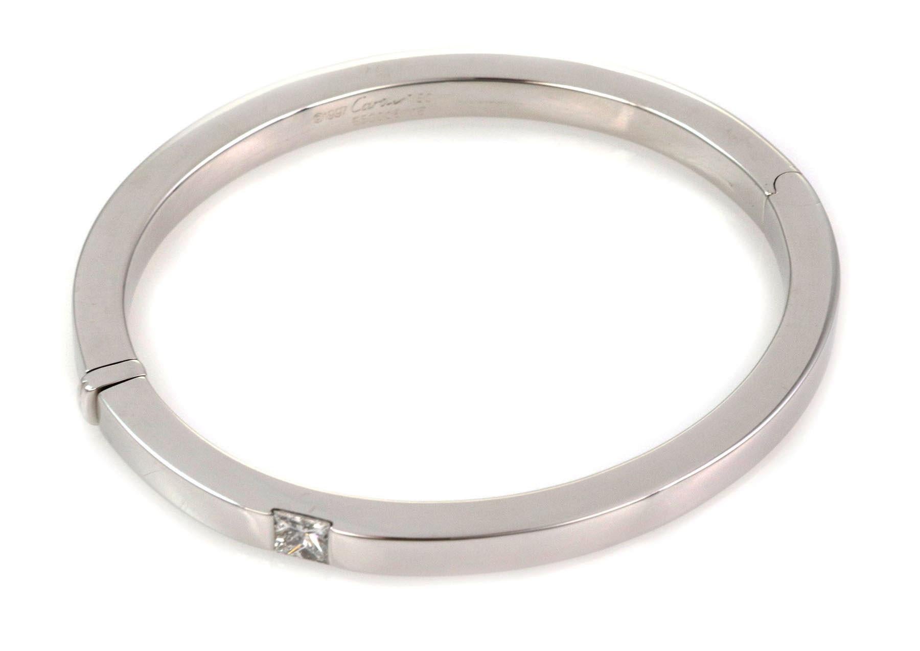 Taille princesse Cartier Tank Princess Cut Diamond Bracelet jonc en or blanc 18 carats en vente