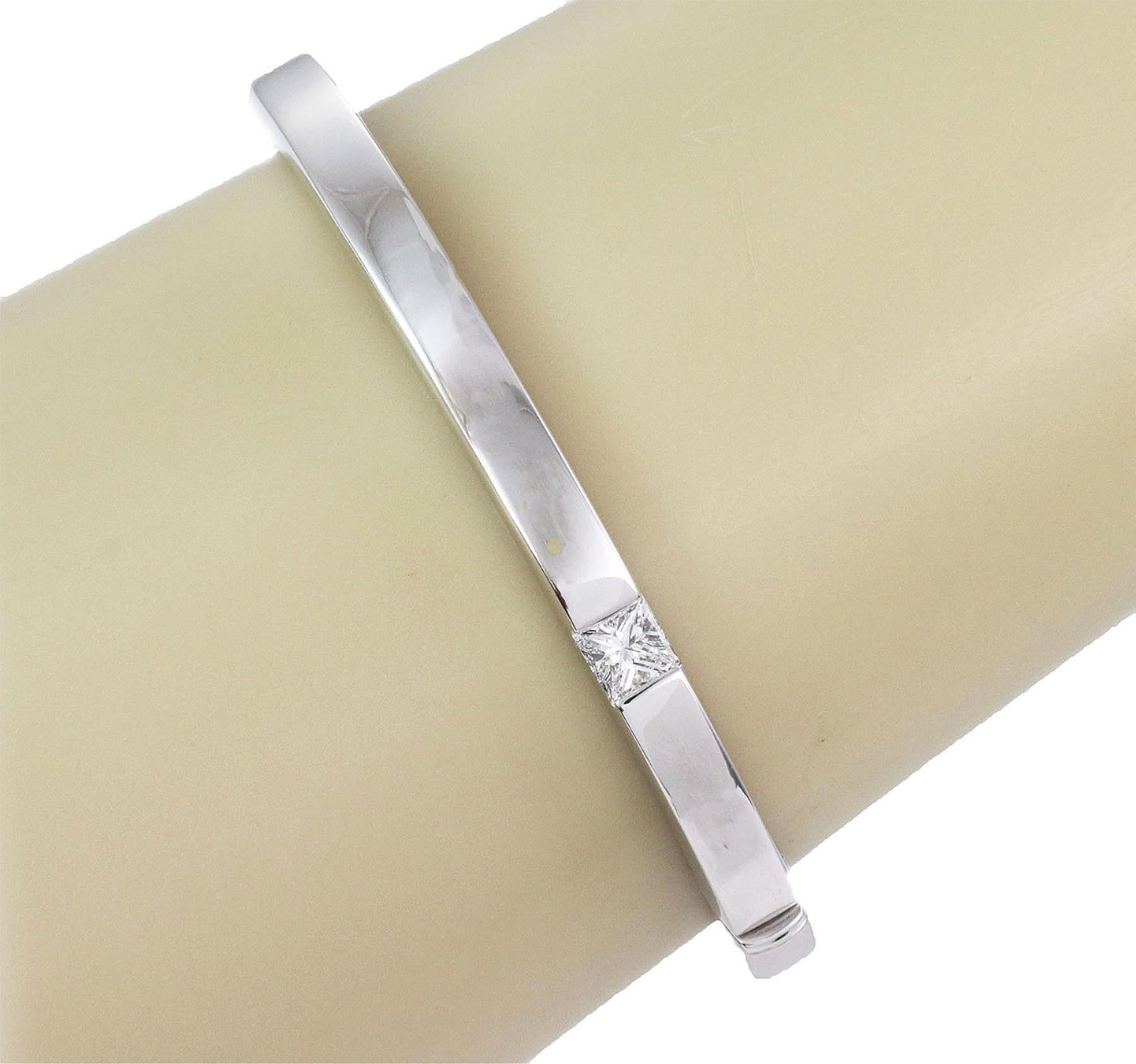 Cartier Tank Princess Cut Diamond Bracelet jonc en or blanc 18 carats en vente 2