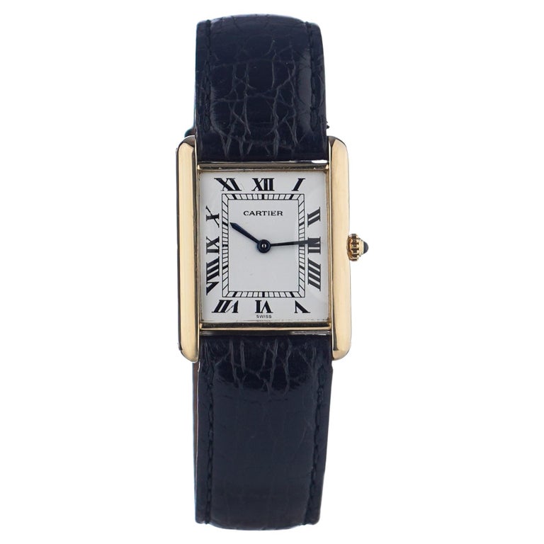 Cartier Tank Quartz 18kt Gold Wrist Watch For Sale at 1stDibs