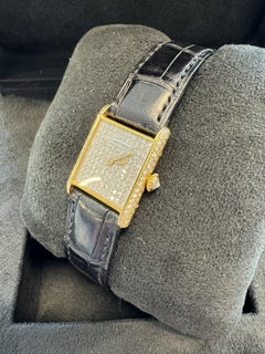 Cartier Tank Rare Factory Diamond Dial & Case Yellow Gold Service Papers