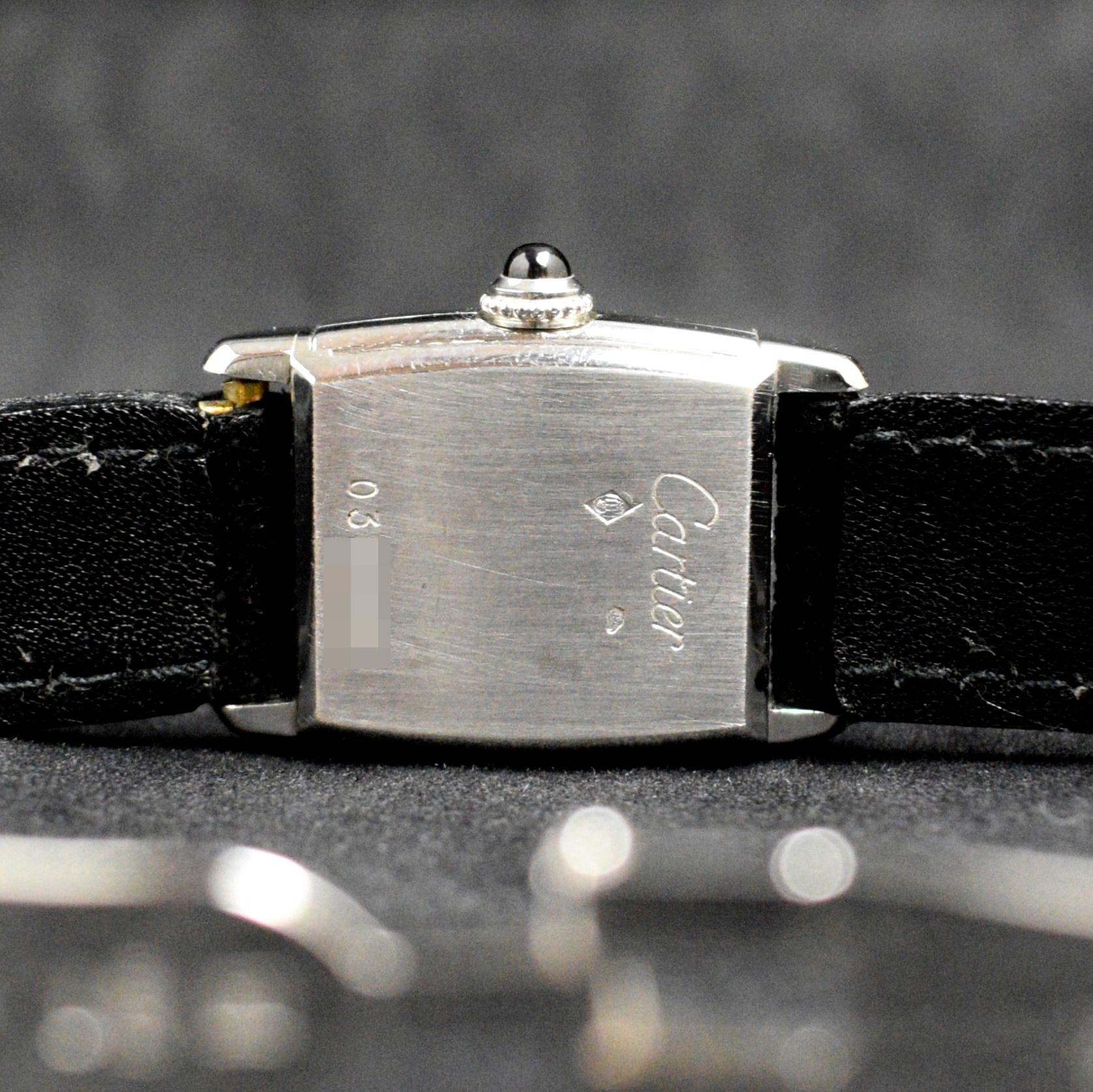 Cartier Tank Reverso Tank 18K White Gold Roman Indexes Paris Dial Watch, 1970s For Sale 4