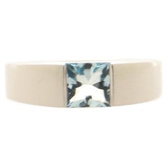 Cartier Tank Ring 18K White Gold and Aquamarine