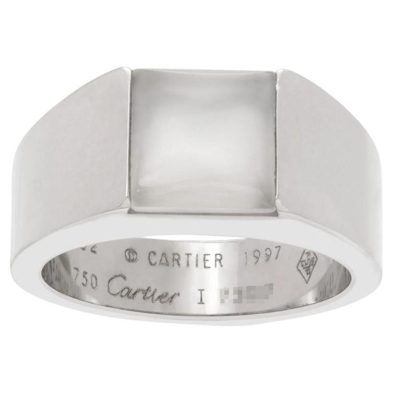 Cartier Tank Ring in 18k White Gold with Moonstone For Sale at 1stDibs