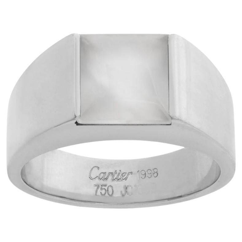 Cartier Tank Ring in 18k White Gold with Moonstone For Sale