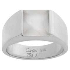 Vintage Cartier Tank Ring in 18k White Gold with Moonstone
