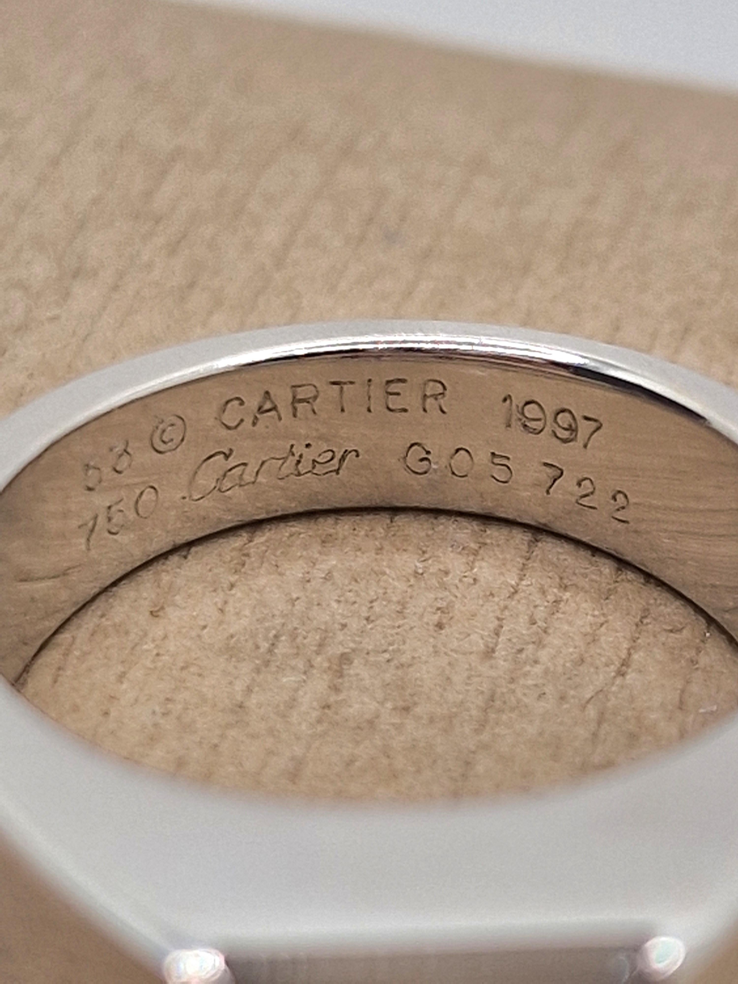 Cartier Tank Ring White Gold 18kt Clare de Lune Cabochon Stone 1997' Vintage In Excellent Condition In Milano, IT