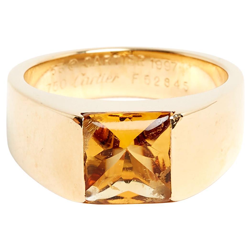 Cartier Tank Ring Yellow Gold citrine US6.25 TDD53 For Sale