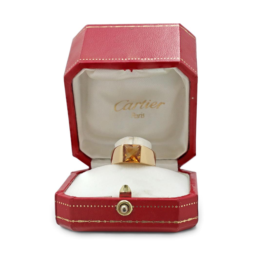 Women's or Men's Cartier Tank Yellow Gold and Citrine Ring