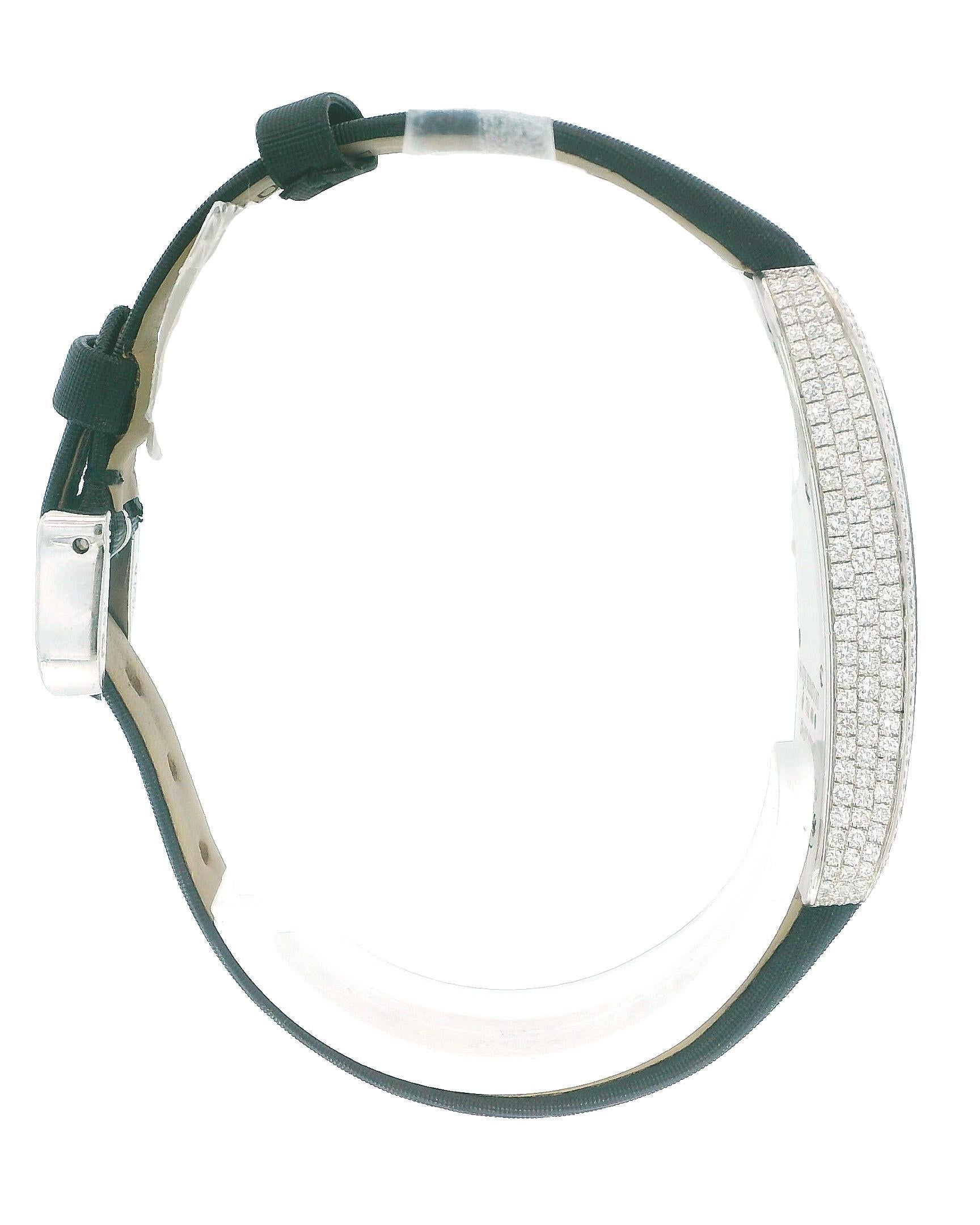 Donna Cartier Tank-S 18K White Gold Pave Case & Buckle Box & Papares in vendita