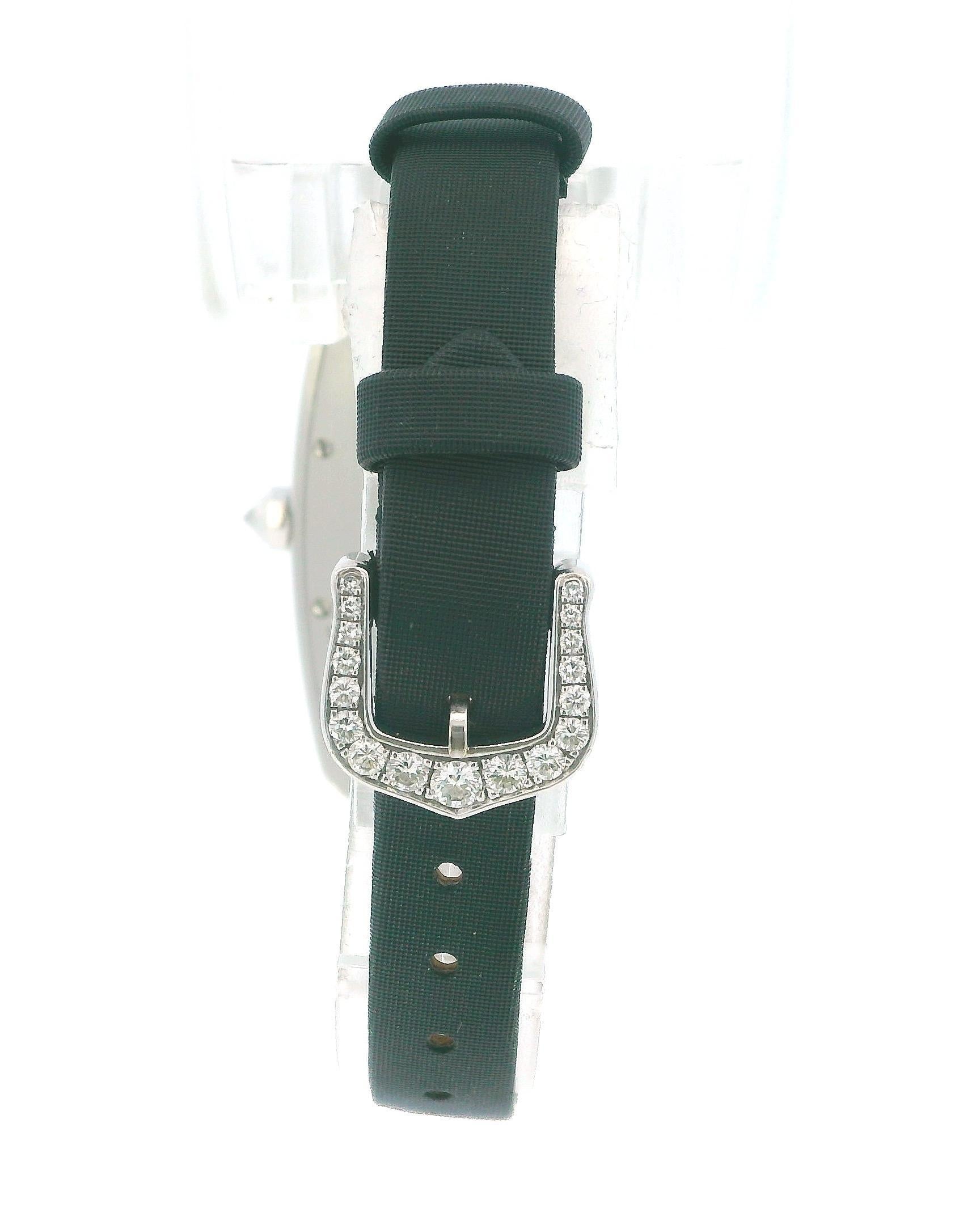 Cartier Tank-S 18K White Gold Pave Case & Buckle Box & Papares in vendita 3