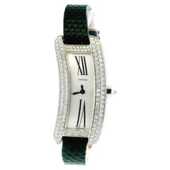 Cartier Tank-S 18K WJ300950 18K White Gold S Pave Case & Buckle W/Card-2016