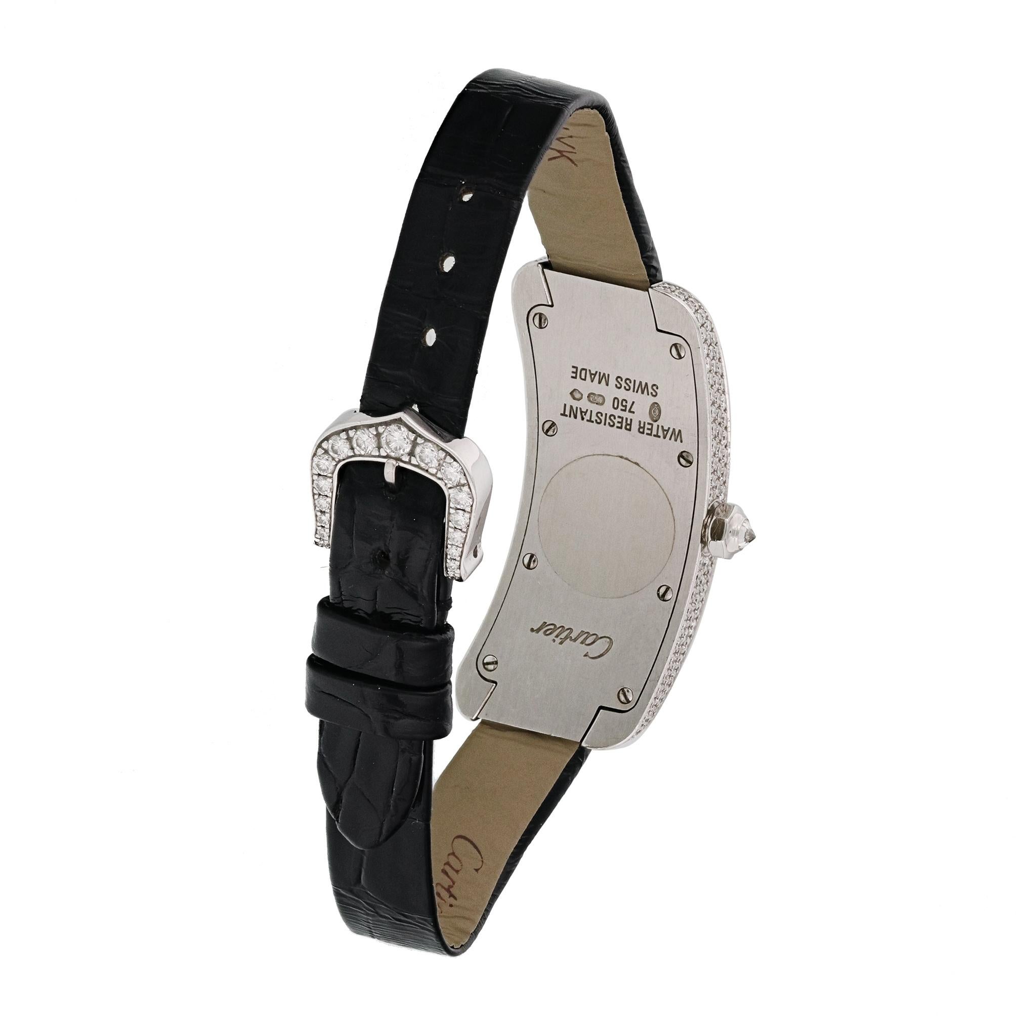 Women's Cartier Tank S Americaine 2625 White Gold Diamond Ladies Watch For Sale