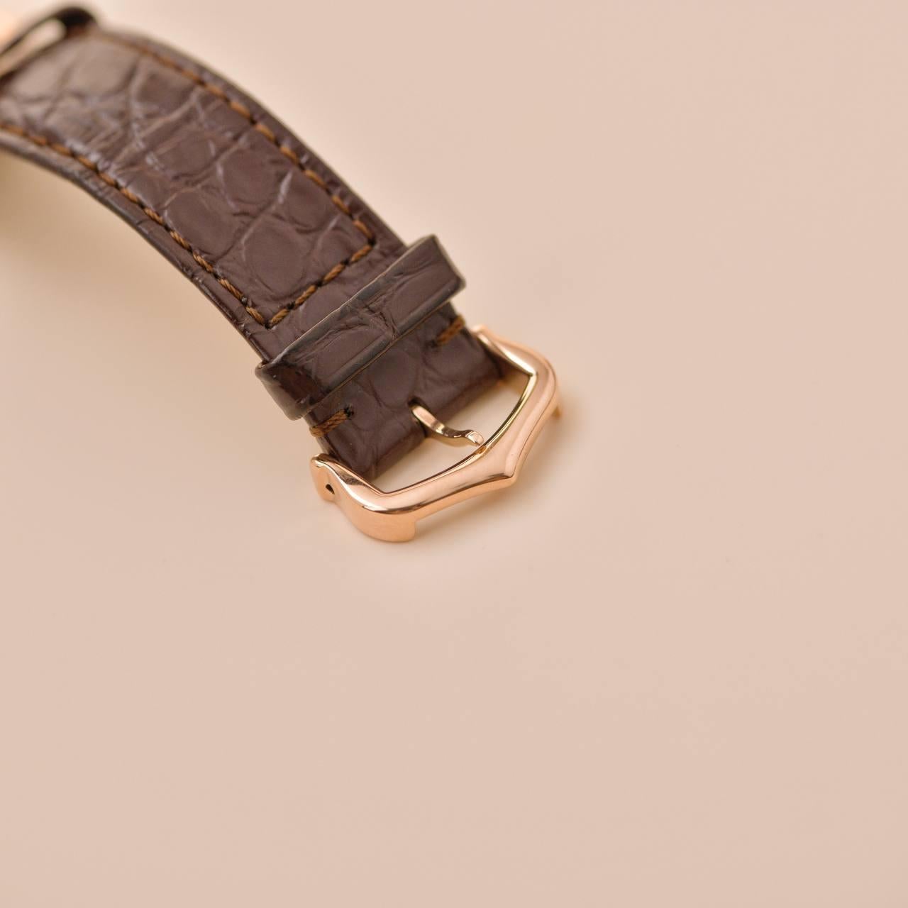 Orologio da polso Cartier Tank Solo in oro rosa 18k e pelle marrone W5200024 5