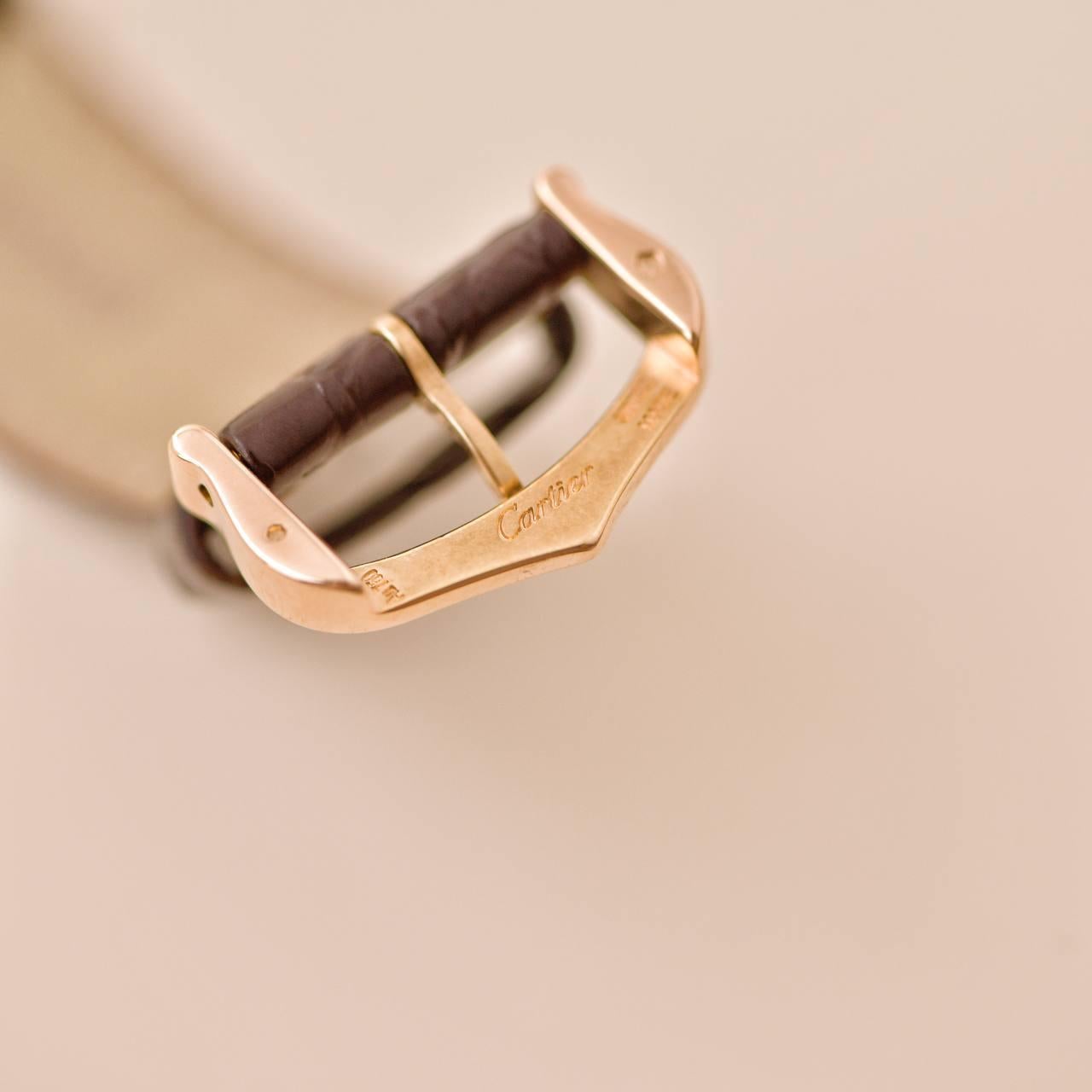 Orologio da polso Cartier Tank Solo in oro rosa 18k e pelle marrone W5200024 6