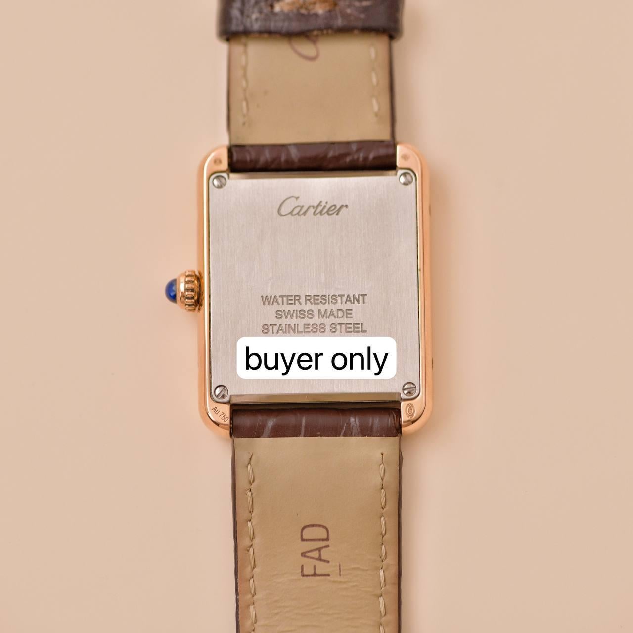 Orologio da polso Cartier Tank Solo in oro rosa 18k e pelle marrone W5200024 4