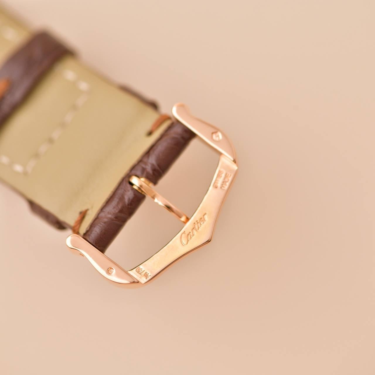 da uomo o donna Orologio da polso Cartier Tank Solo in oro rosa 18 carati e pelle marrone W5200025