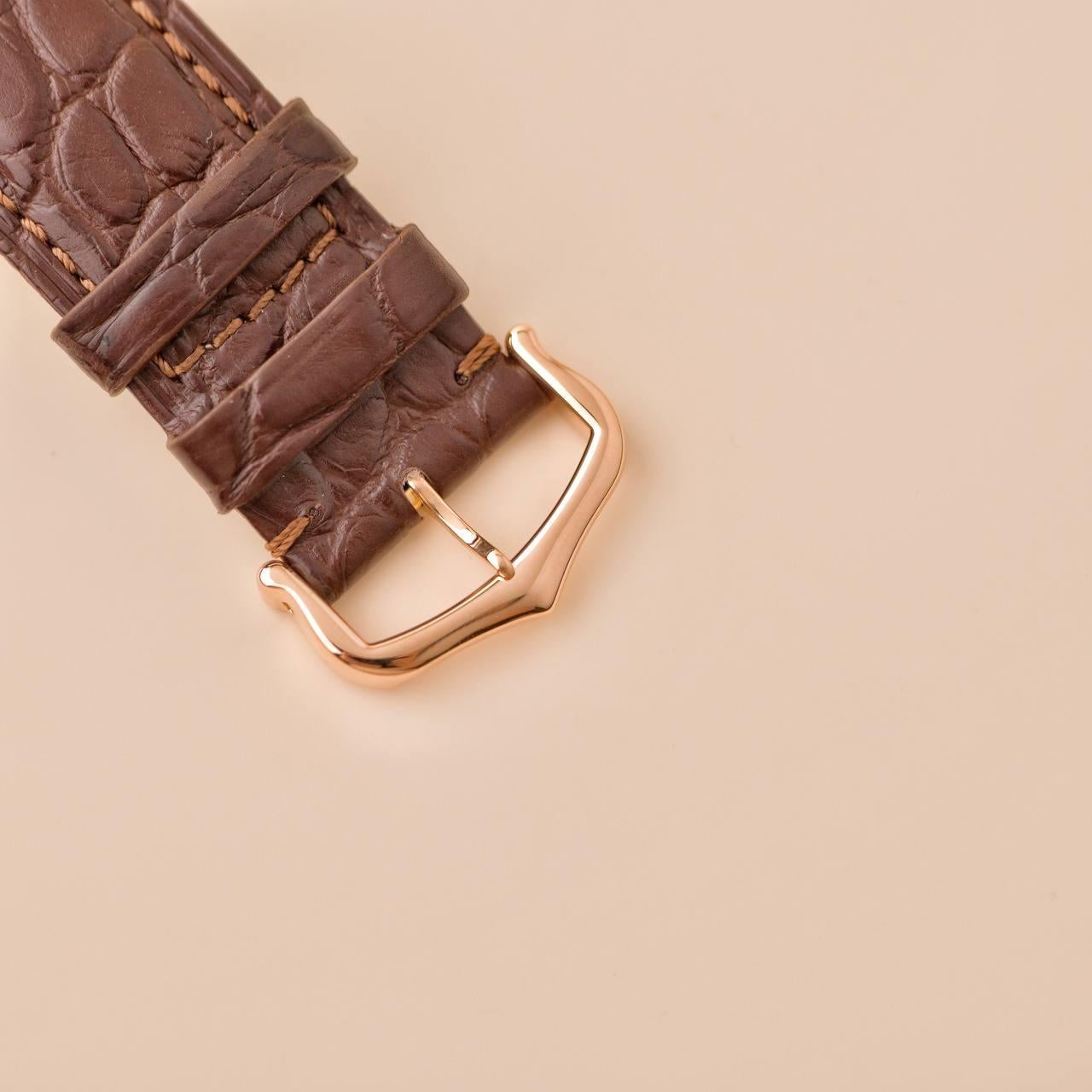 Orologio da polso Cartier Tank Solo in oro rosa 18 carati e pelle marrone W5200025 1