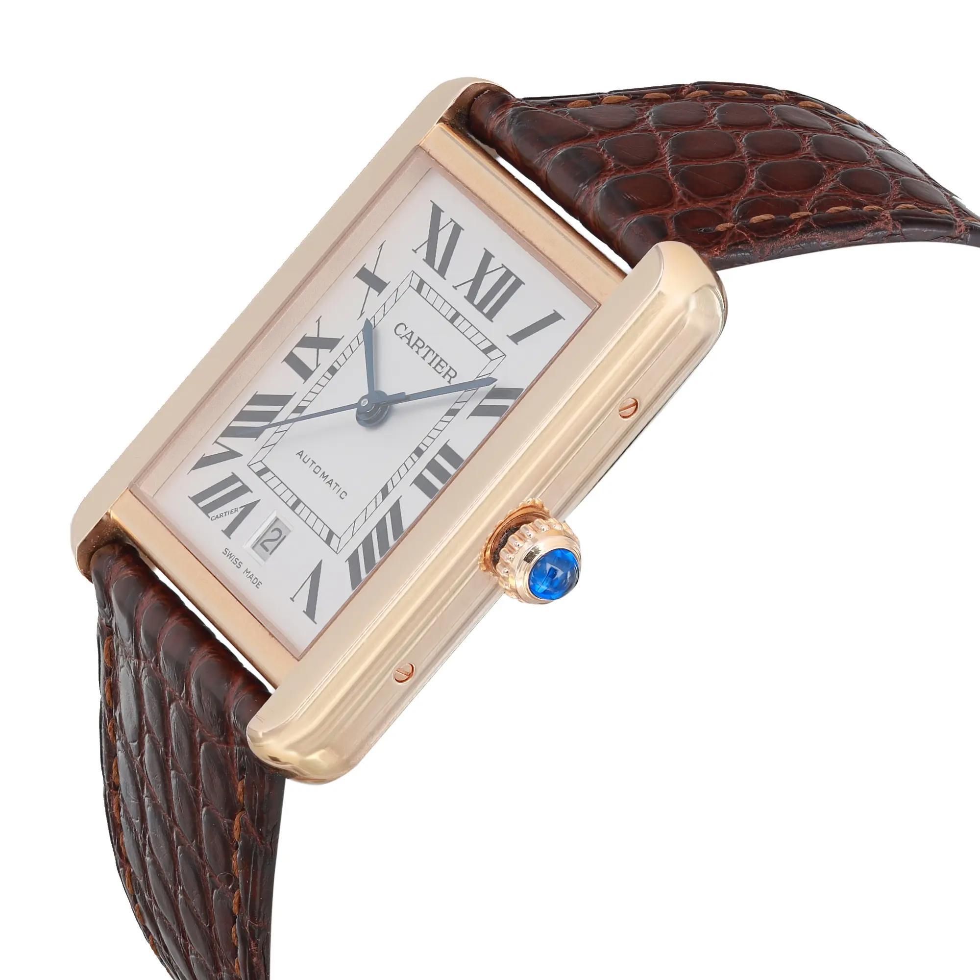 Cartier: 18 Karat Roségold Stahl-Silber-Zifferblatt Herrenuhr W5200026 Ref 3514 im Zustand „Gut“ in New York, NY