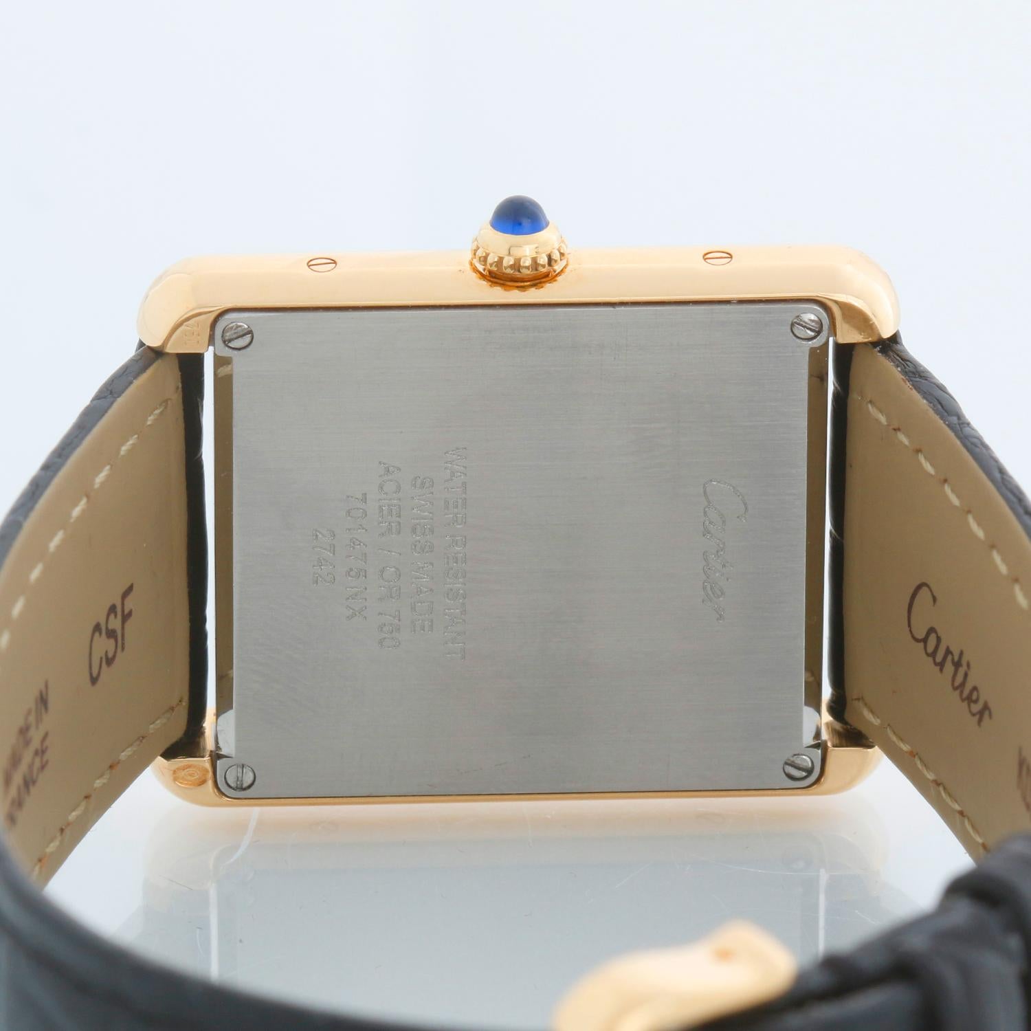 Cartier Tank Solo 18K Yellow Gold Men's Watch W1018855 2742 In Excellent Condition For Sale In Dallas, TX