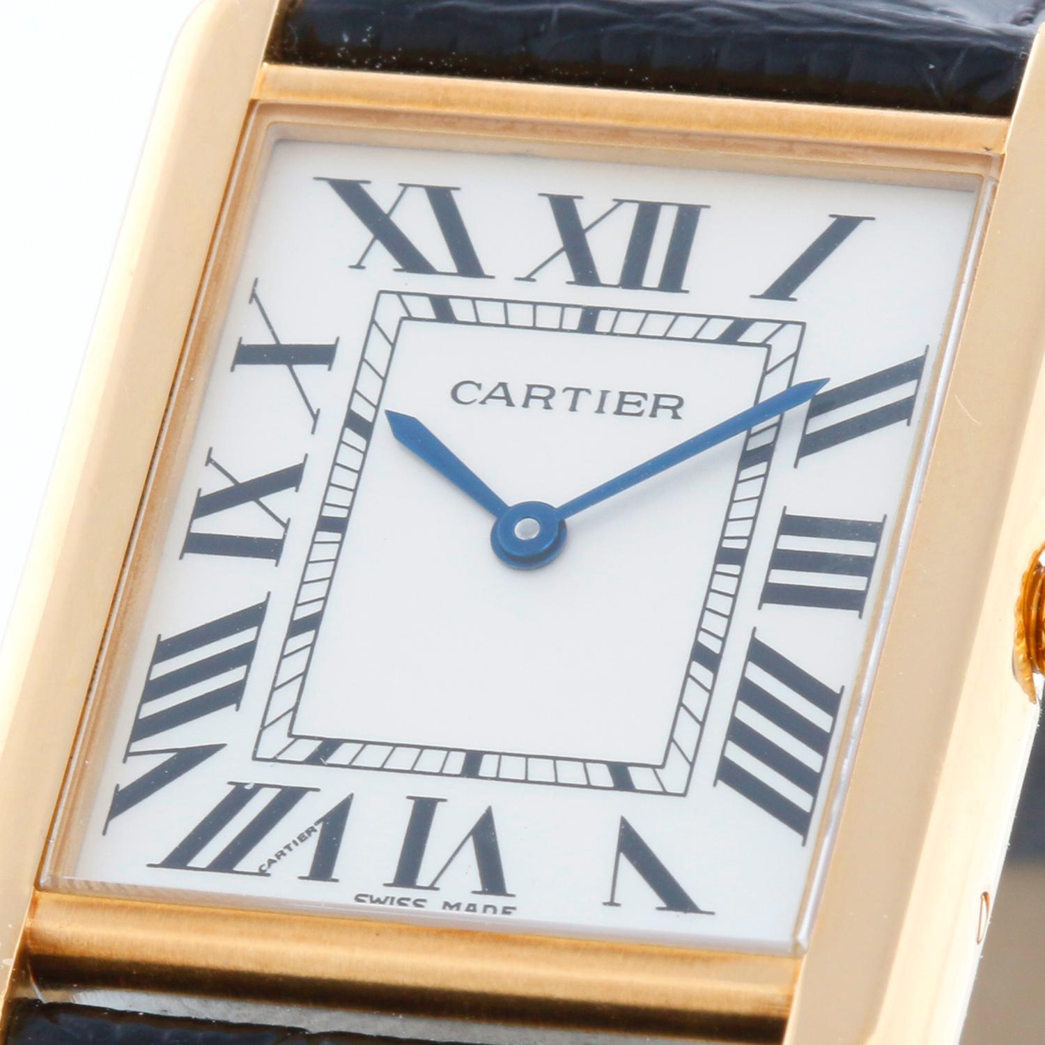 Cartier Tank Solo 18k Yellow Gold Men's Watch W1018855 In Excellent Condition In Dallas, TX