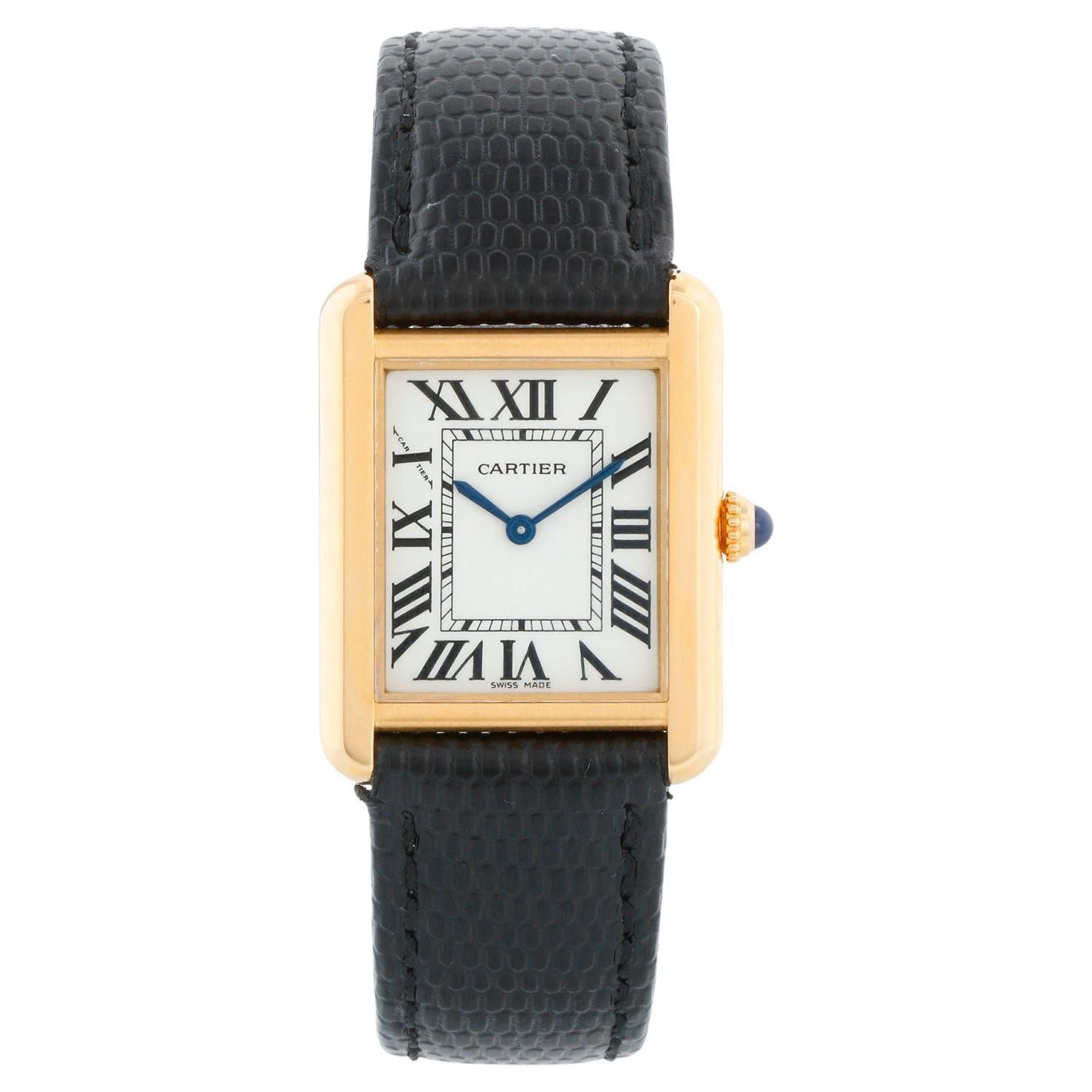 Cartier Tank Solo 18K Yellow Gold Men's Watch W5200002 3168 For Sale