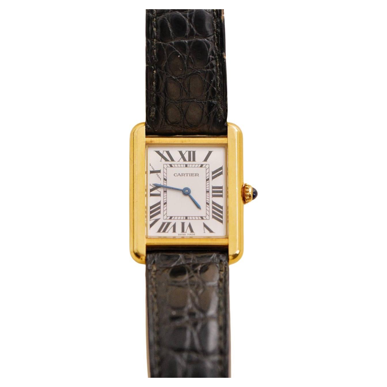 Cartier Tank Solo 18k Yellow Gold Watch W1018755 For Sale