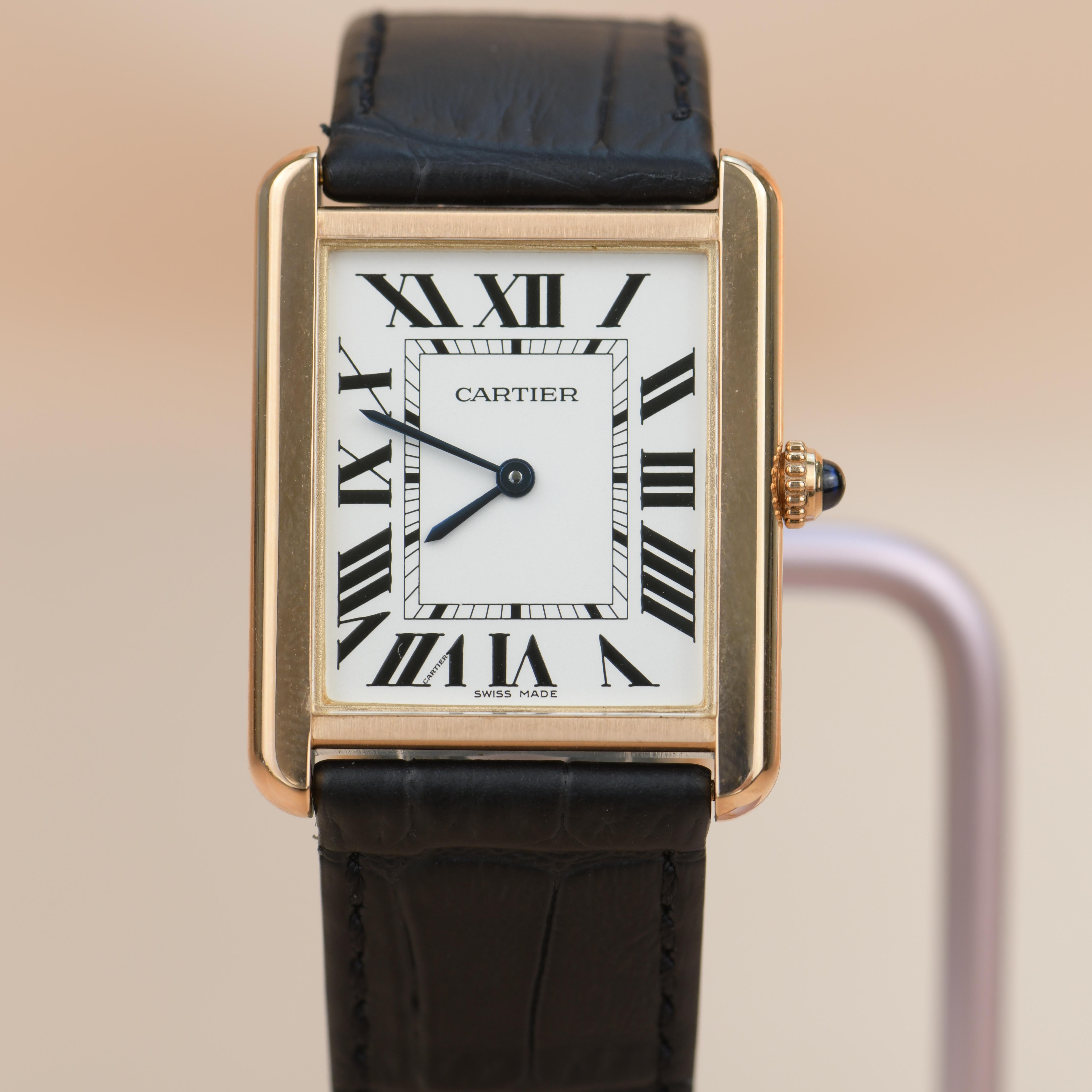 Cartier Tank Solo 18k Yellow Gold Watch W5200025 For Sale at 1stDibs