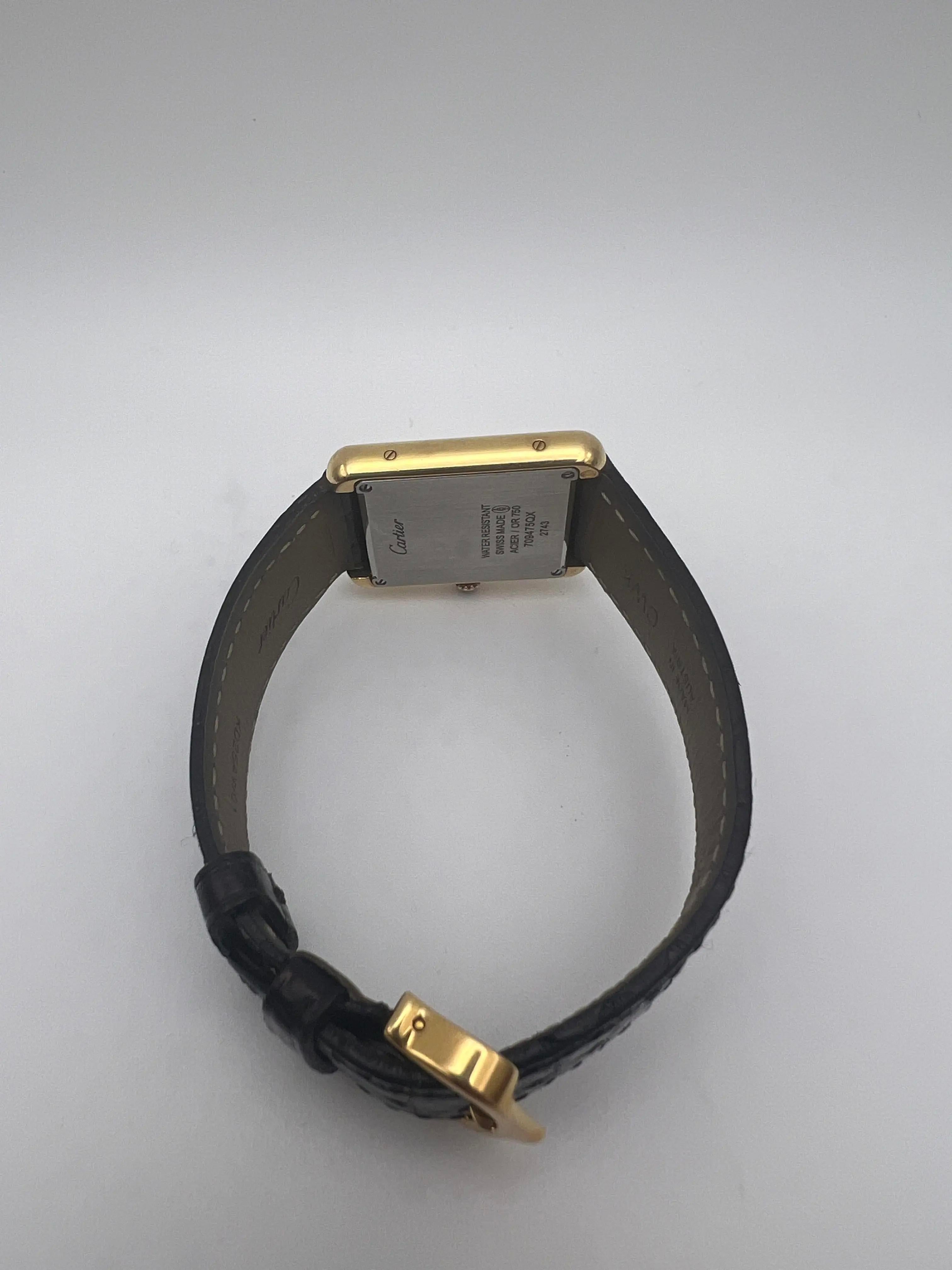 Cartier Tank Solo 18K Yellow Gold Women's Watch W1018755 Custom Diamond Bezel For Sale 7
