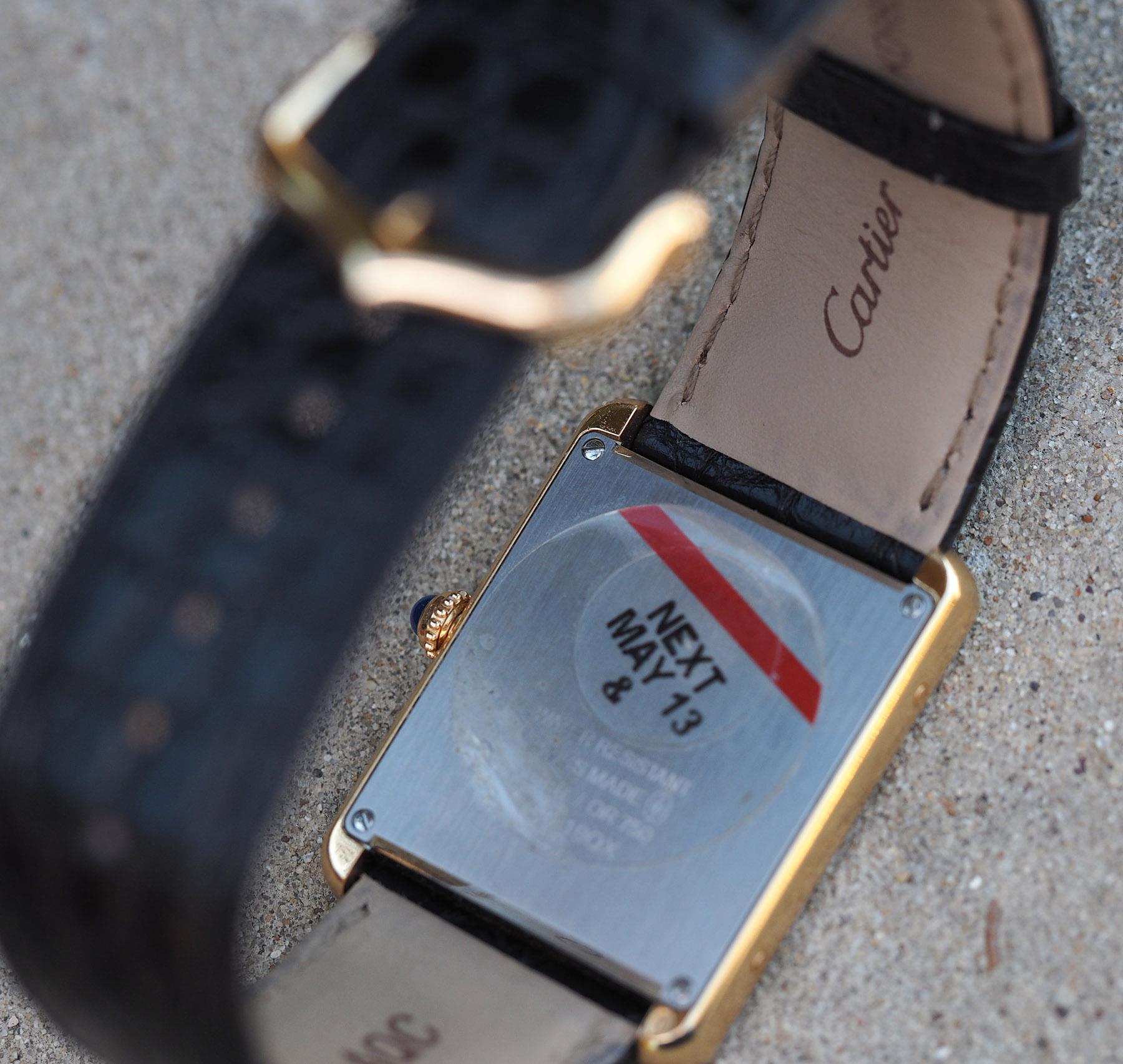 Cartier Tank Solo 18 Karat Gold Quartz Watch Large with Cartier Leather Band 3