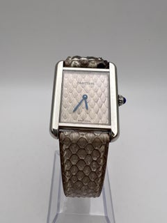 Cartier Tank Solo 24mm x 31mm Esfera con motivo pitón + correa Reloj de acero W5200020